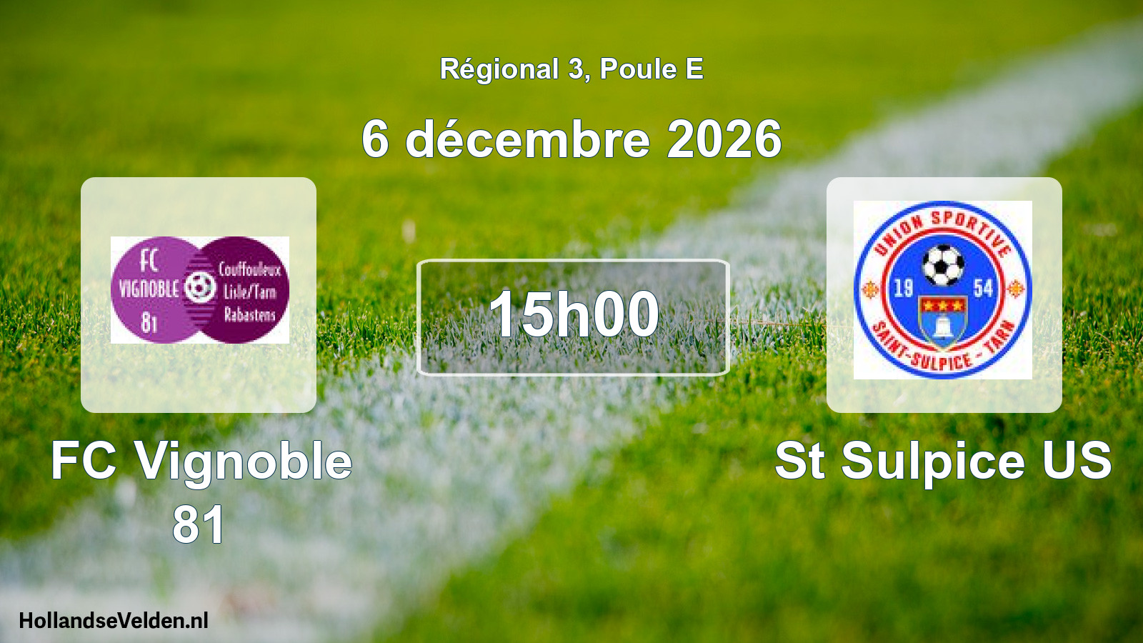 Match programmé: FC Vignoble 81 - St Sulpice US (6 décembre 2026)
