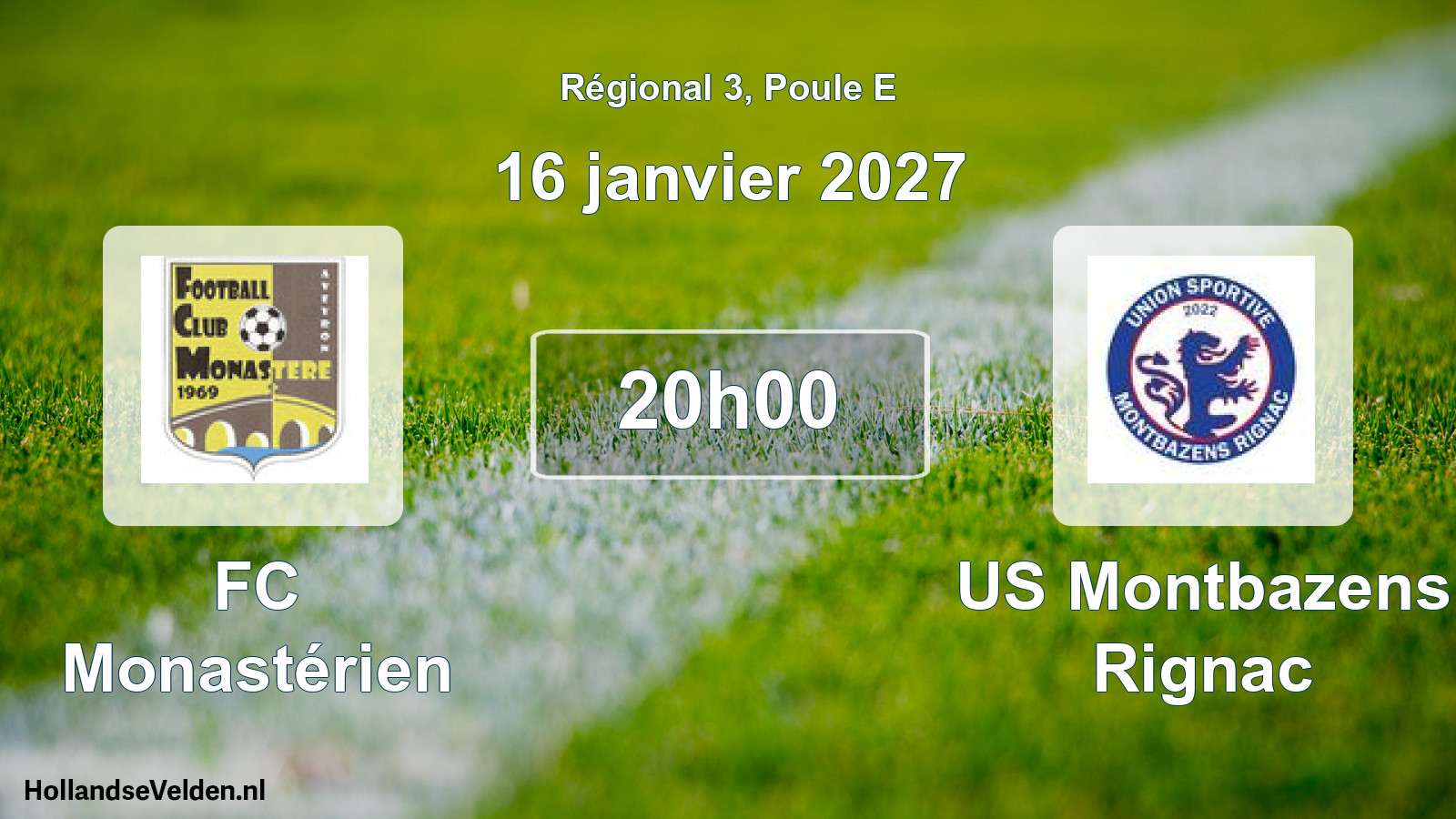 Match programmé: FC Monastérien - US Montbazens Rignac (16 janvier 2027)
