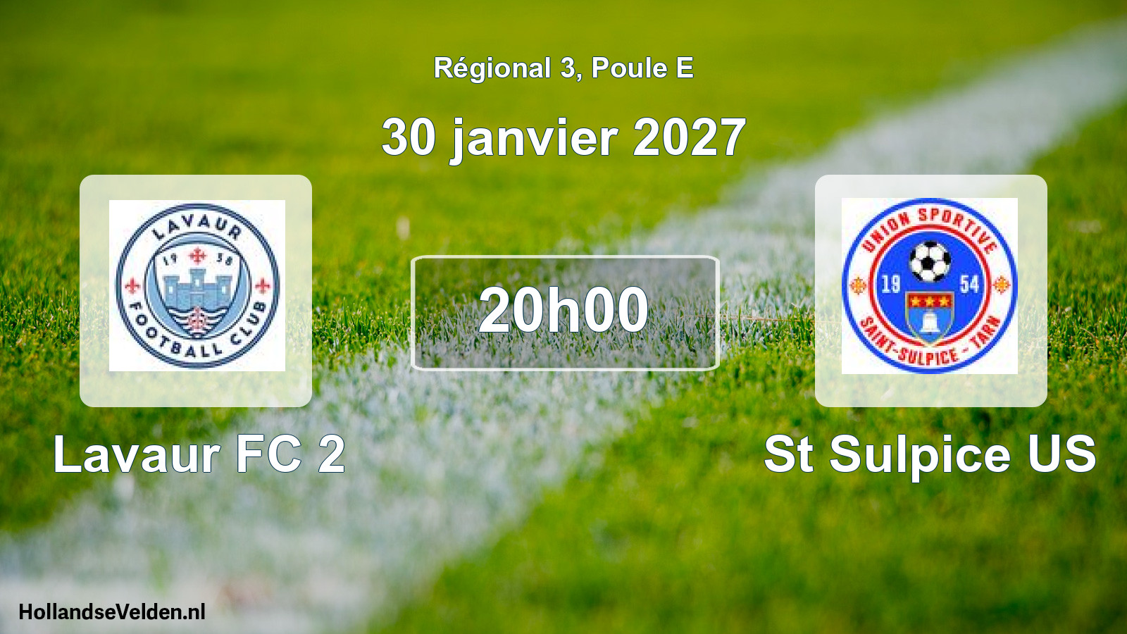 Match programmé: Lavaur FC 2 - St Sulpice US (30 janvier 2027)
