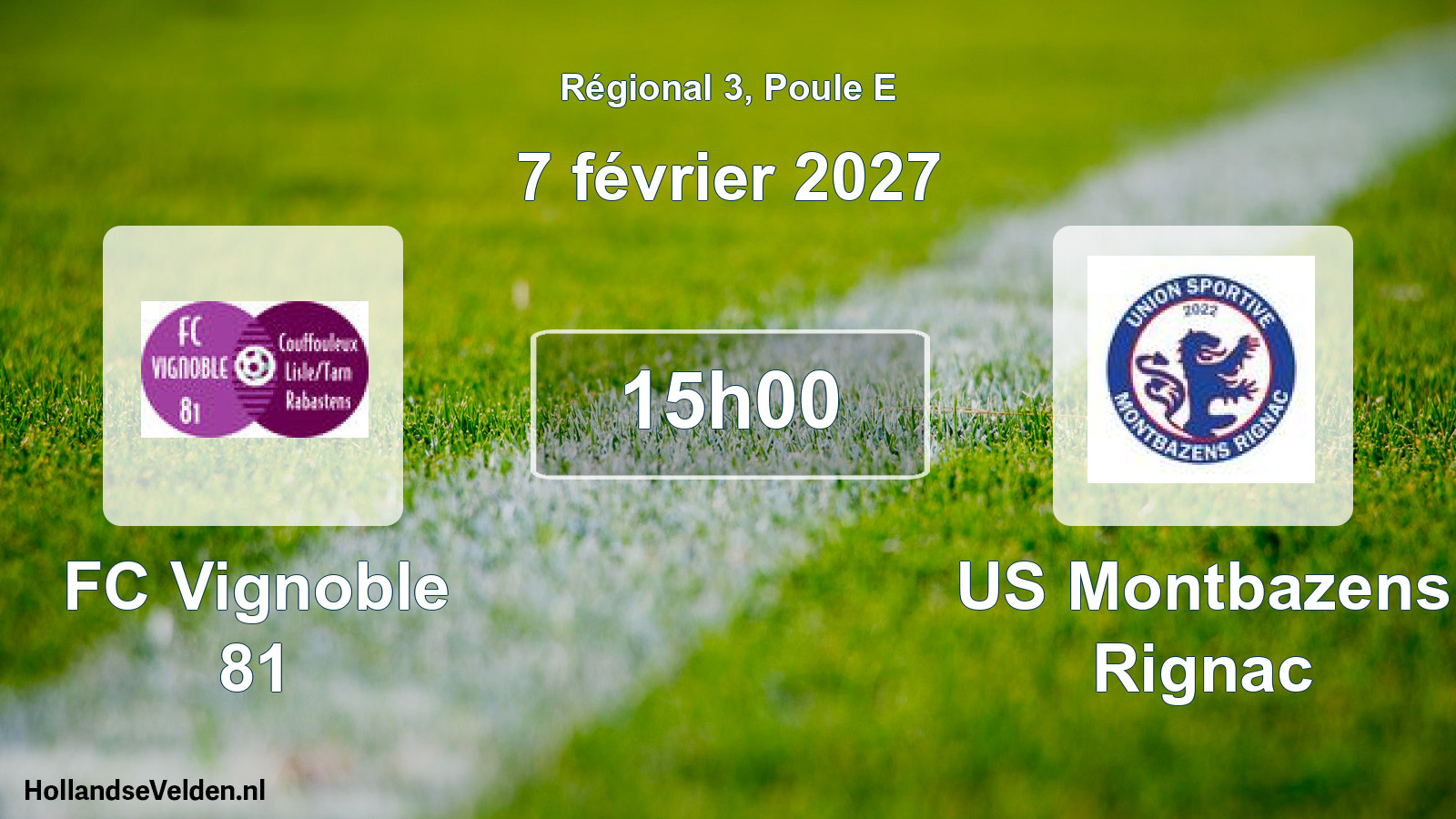 Match programmé: FC Vignoble 81 - US Montbazens Rignac (7 février 2027)
