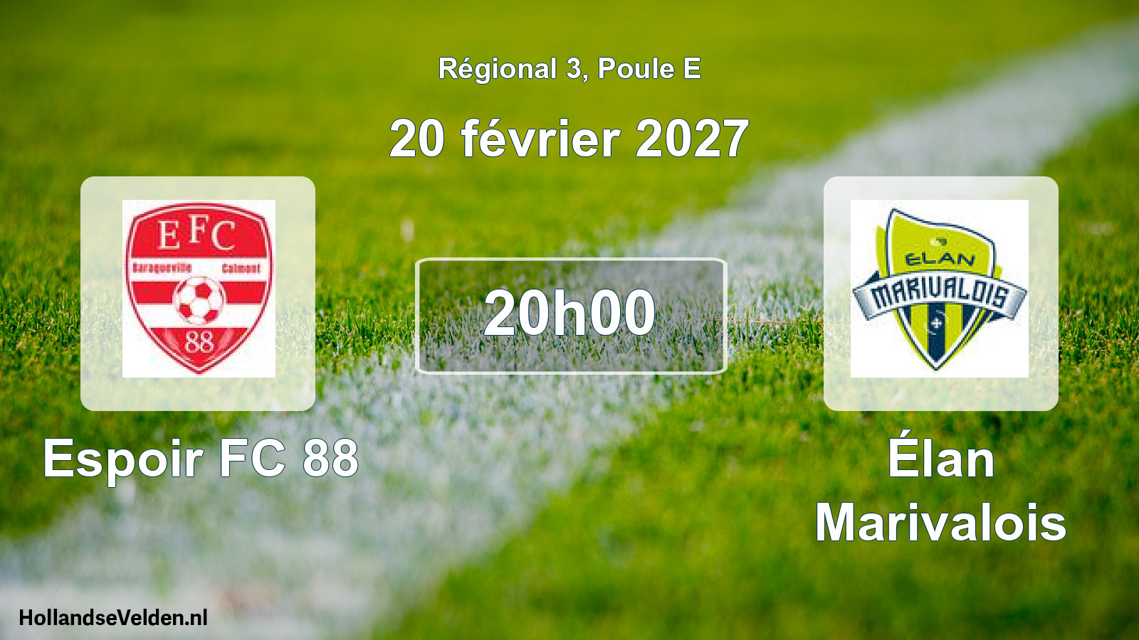 Match programmé: Espoir FC 88 - Élan Marivalois (20 février 2027)