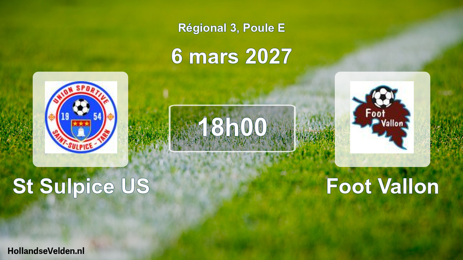 Match programmé: St Sulpice US - Foot Vallon (6 mars 2027)