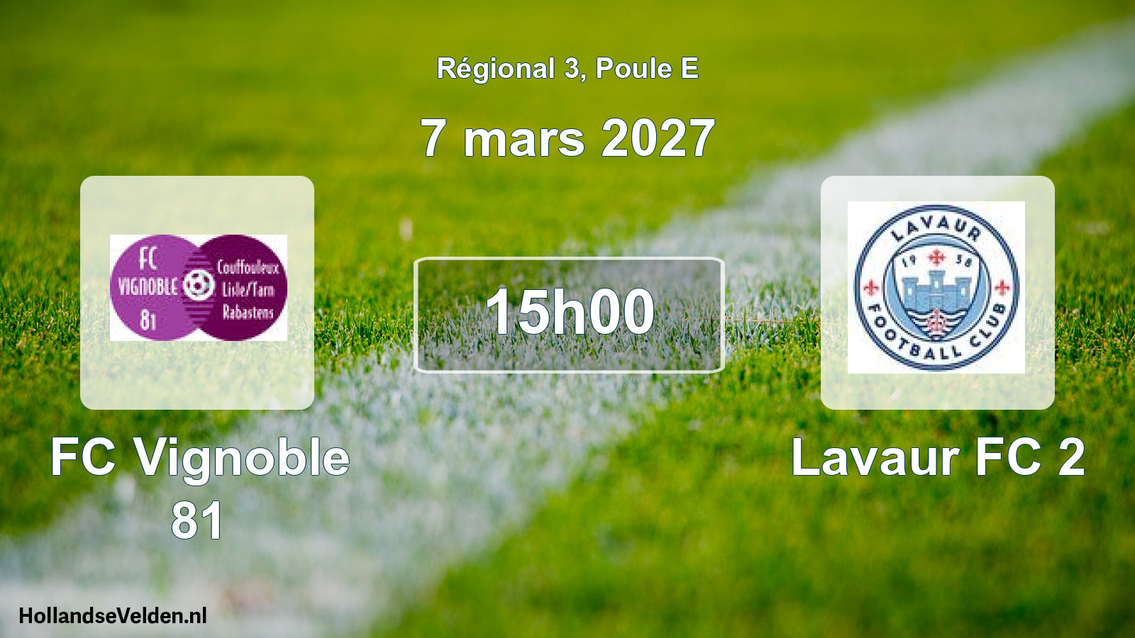 Match programmé: FC Vignoble 81 - Lavaur FC 2 (7 mars 2027)