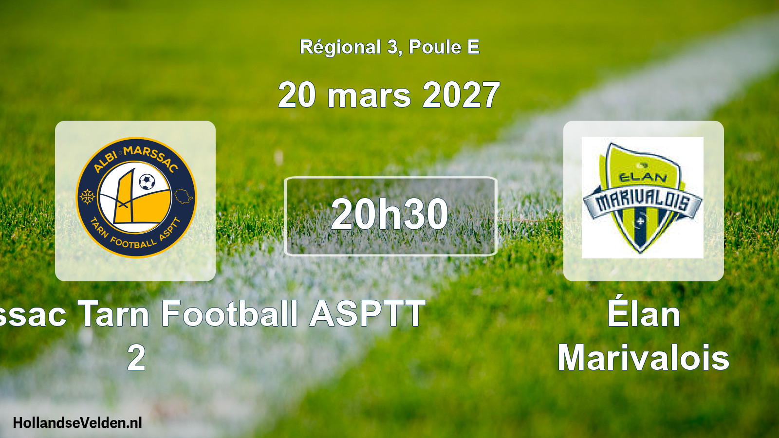 Match programmé: Albi Marssac Tarn Football ASPTT 2 - Élan Marivalois (20 mars 2027)