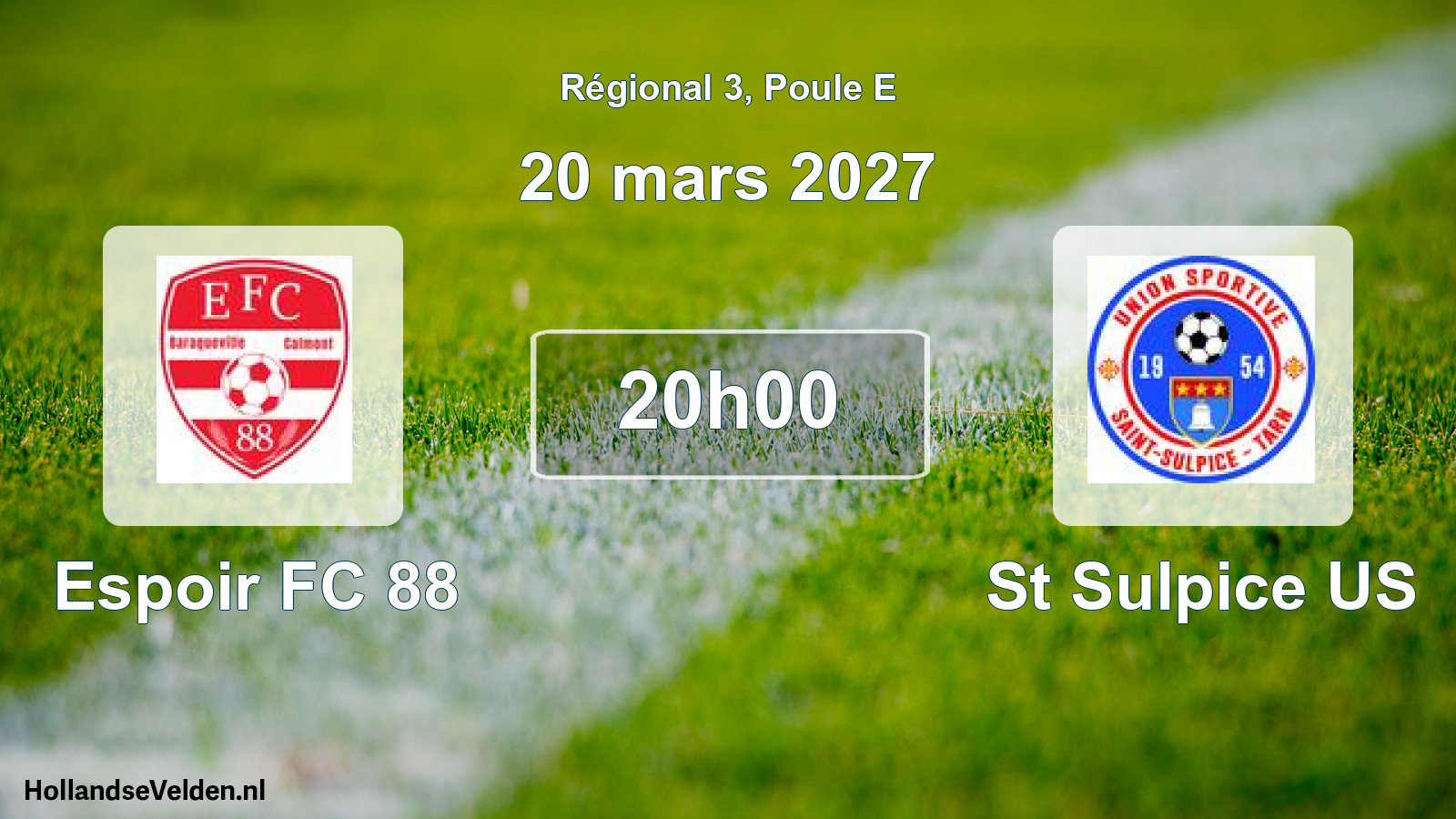 Match programmé: Espoir FC 88 - St Sulpice US (20 mars 2027)