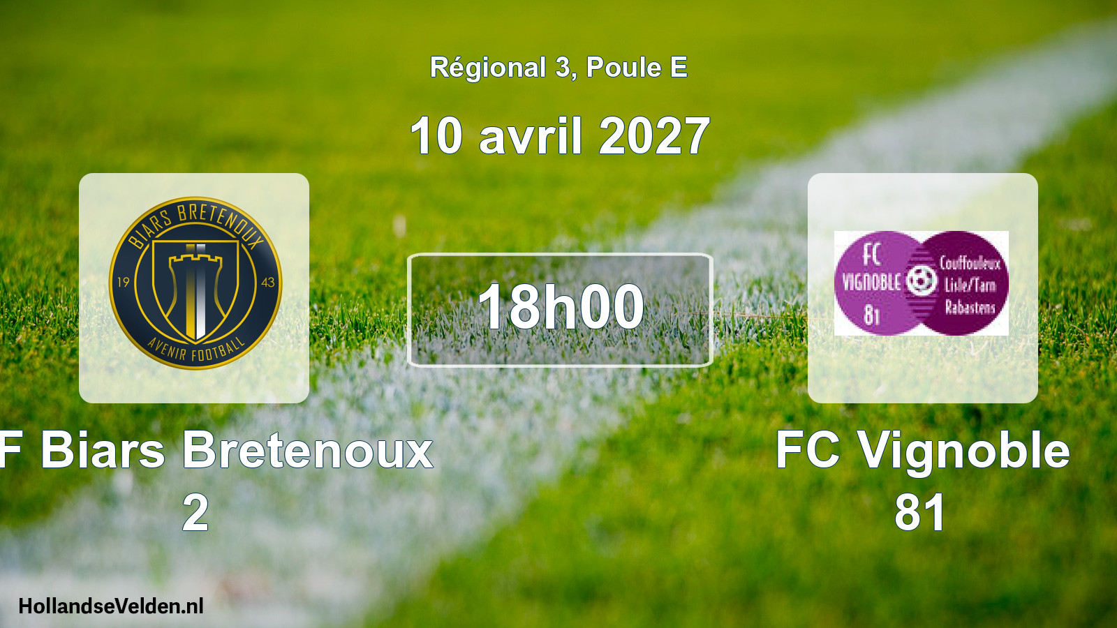 Match programmé: AF Biars Bretenoux 2 - FC Vignoble 81 (10 avril 2027)