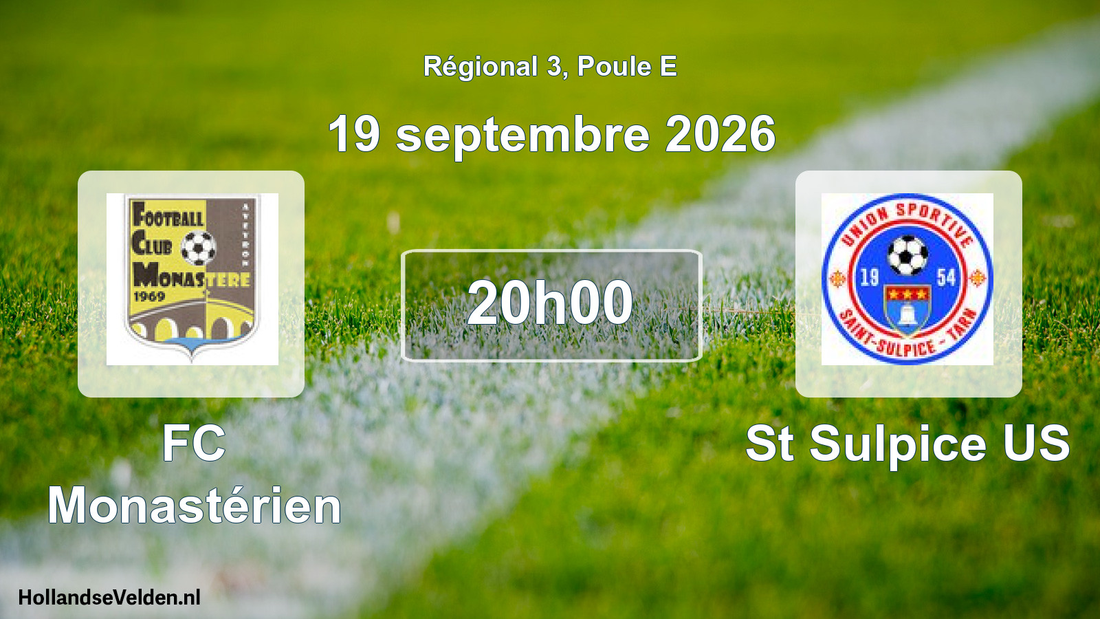 Match programmé: FC Monastérien - St Sulpice US (19 septembre 2026)
