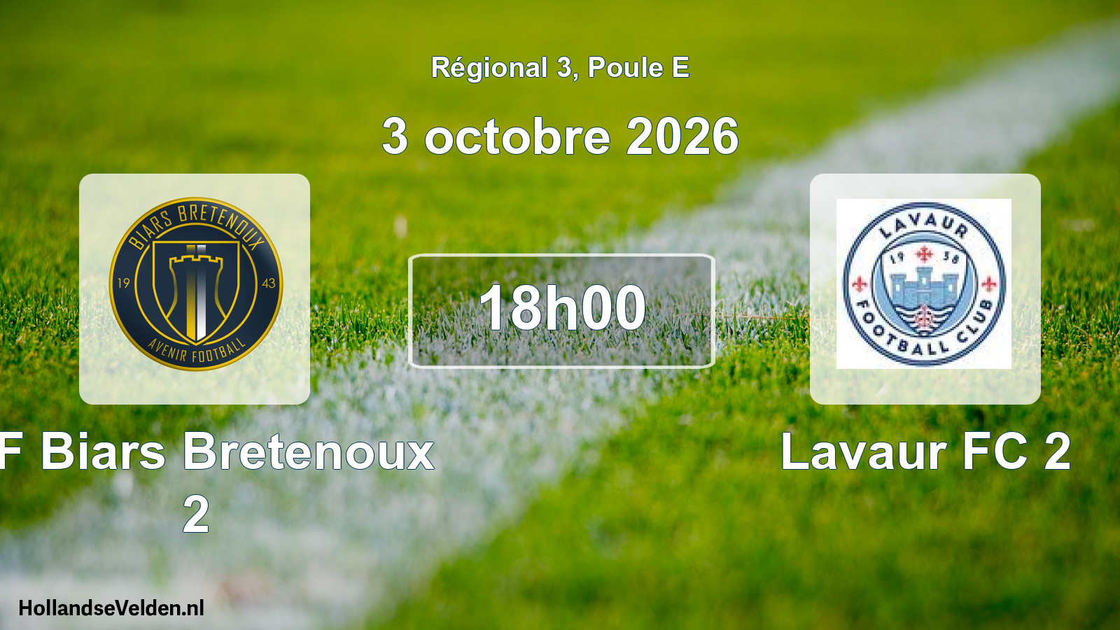 Match programmé: AF Biars Bretenoux 2 - Lavaur FC 2 (3 octobre 2026)
