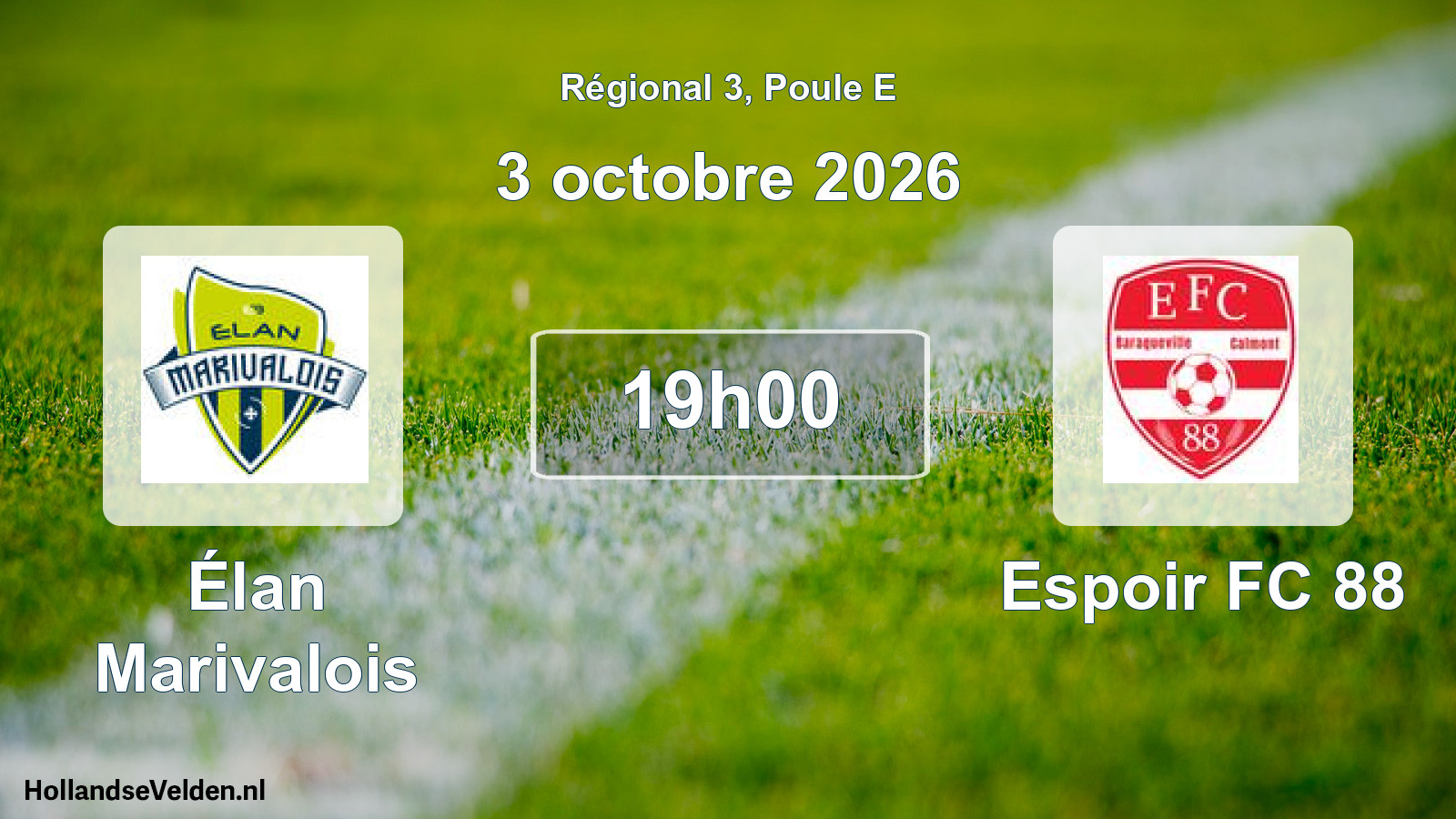 Match programmé: Élan Marivalois - Espoir FC 88 (3 octobre 2026)
