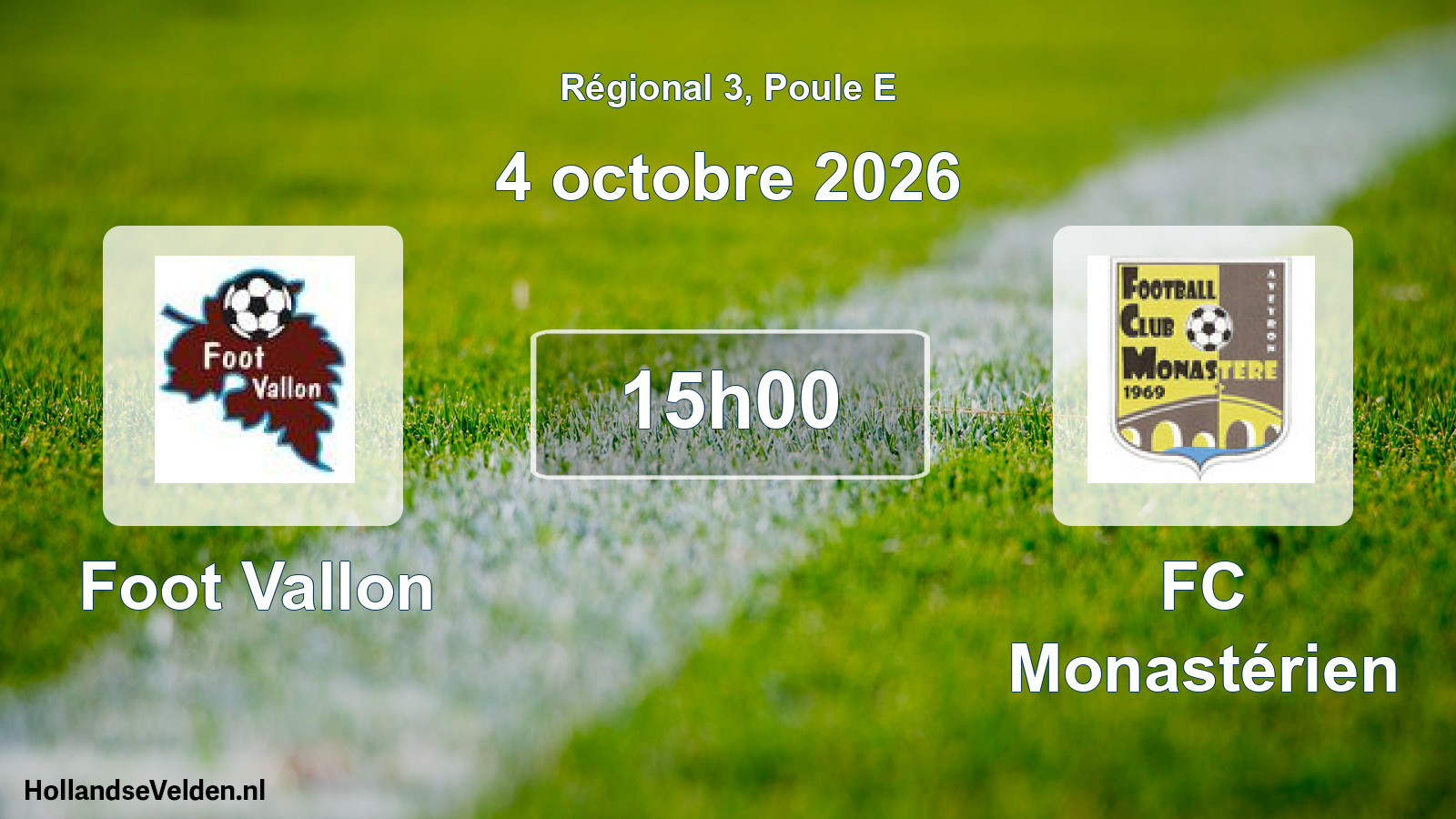 Match programmé: Foot Vallon - FC Monastérien (4 octobre 2026)