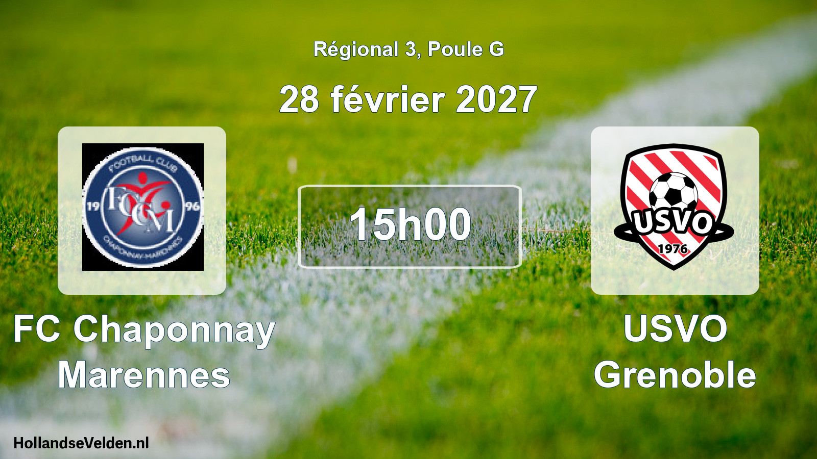 Match programmé: FC Chaponnay Marennes - USVO Grenoble (28 février 2027)