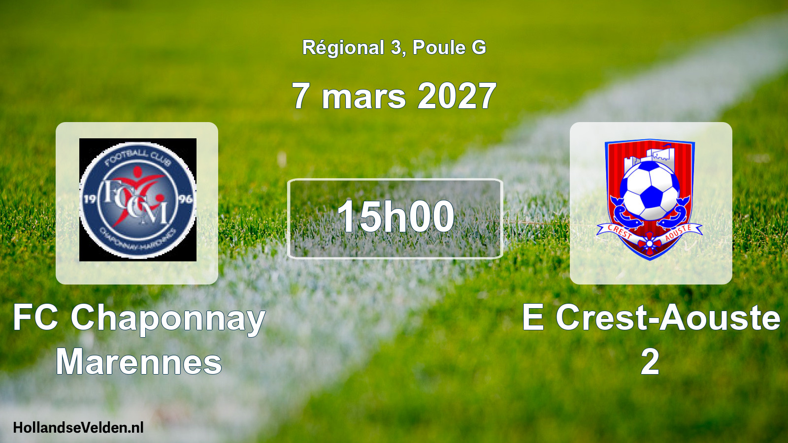 Match programmé: FC Chaponnay Marennes - E Crest-Aouste 2 (7 mars 2027)