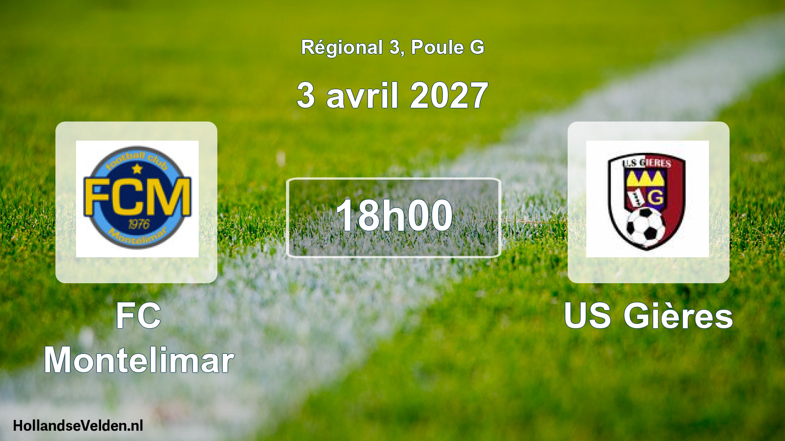 Match programmé: FC Montelimar - US Gières (3 avril 2027)