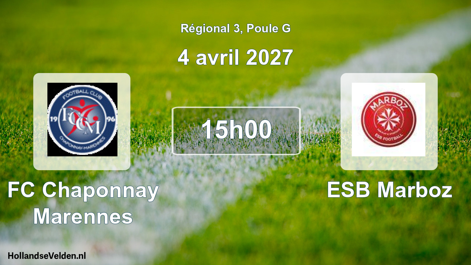 Match programmé: FC Chaponnay Marennes - ESB Marboz (4 avril 2027)