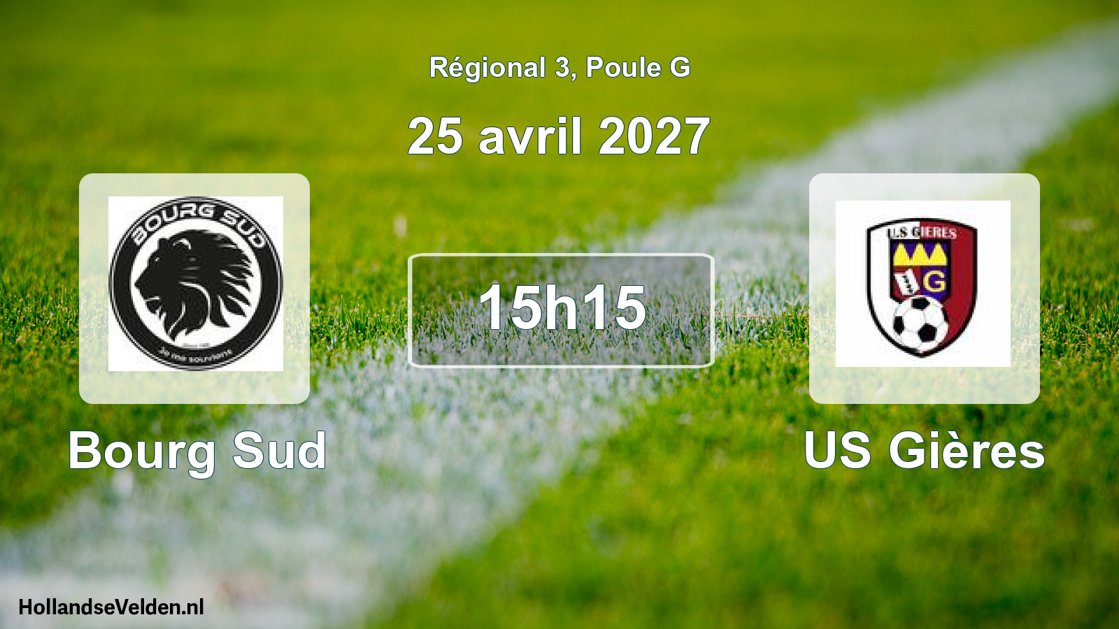 Match programmé: Bourg Sud - US Gières (25 avril 2027)