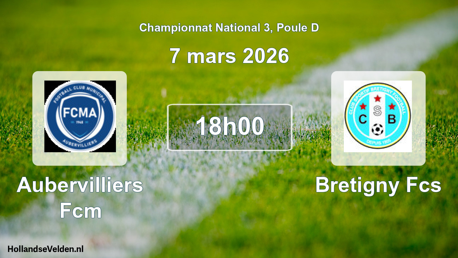 Scheduled Match: Aubervilliers Fcm - Bretigny Fcs (7 March 2026)