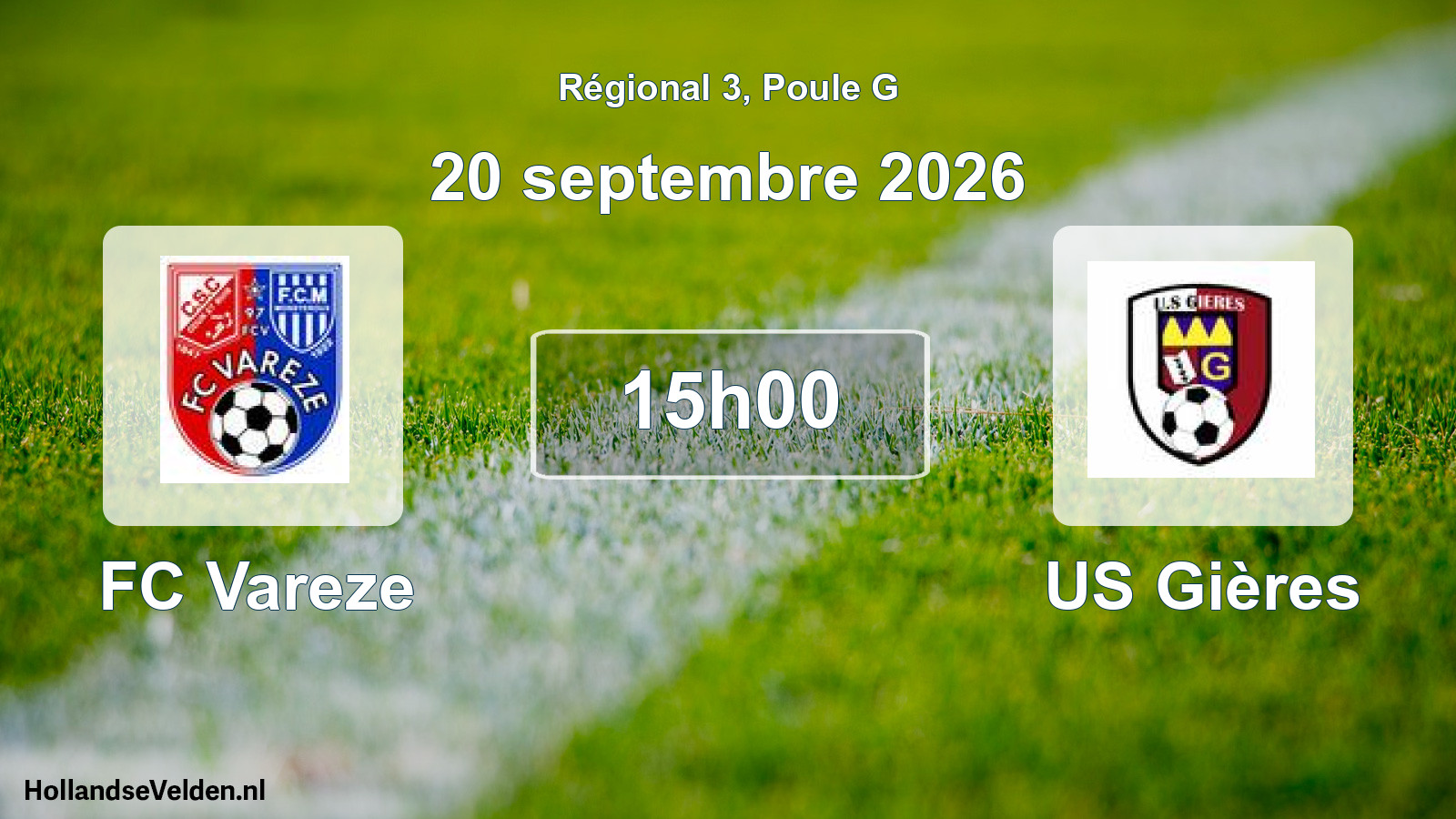 Scheduled Match: FC Vareze - US Gières (20 September 2026)