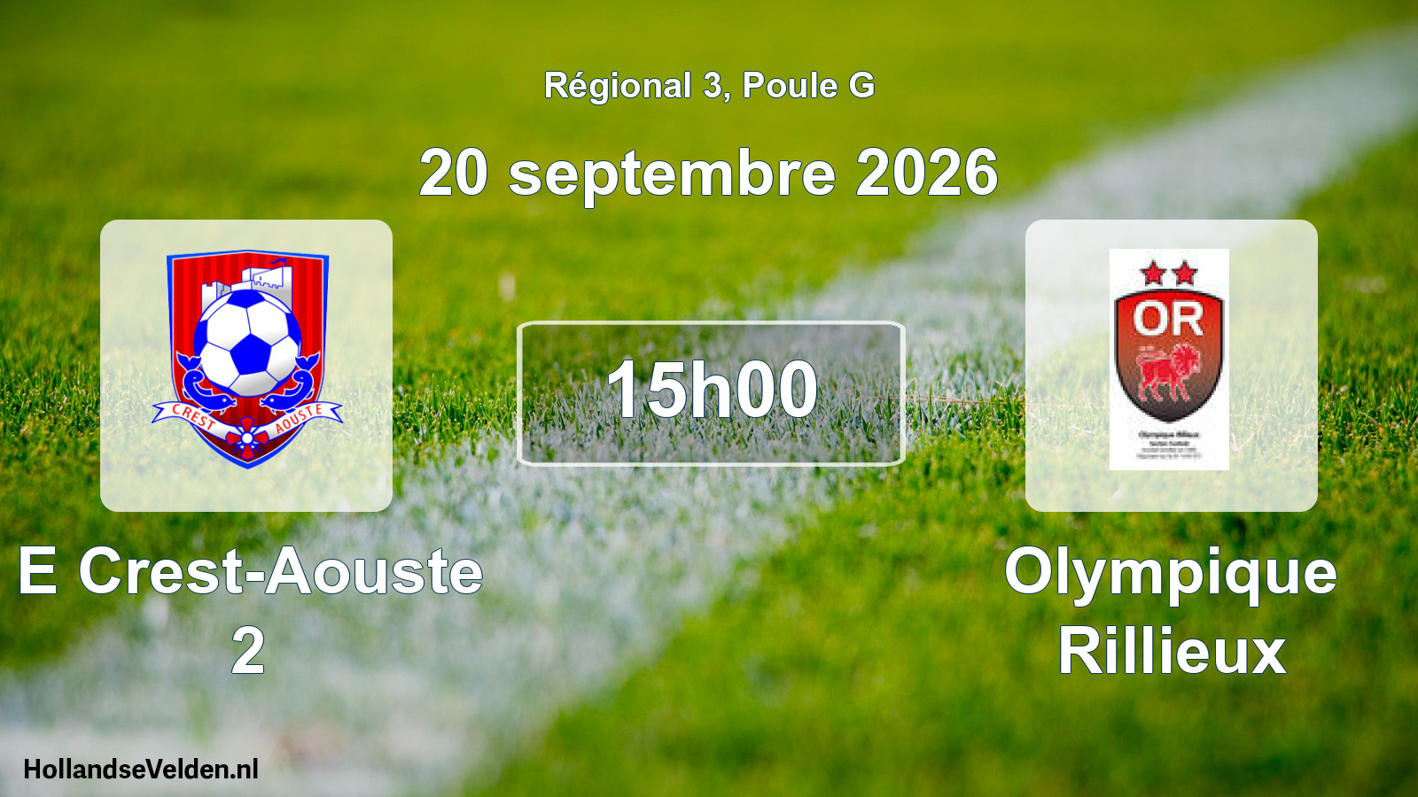 Match programmé: E Crest-Aouste 2 - Olympique Rillieux (20 septembre 2026)