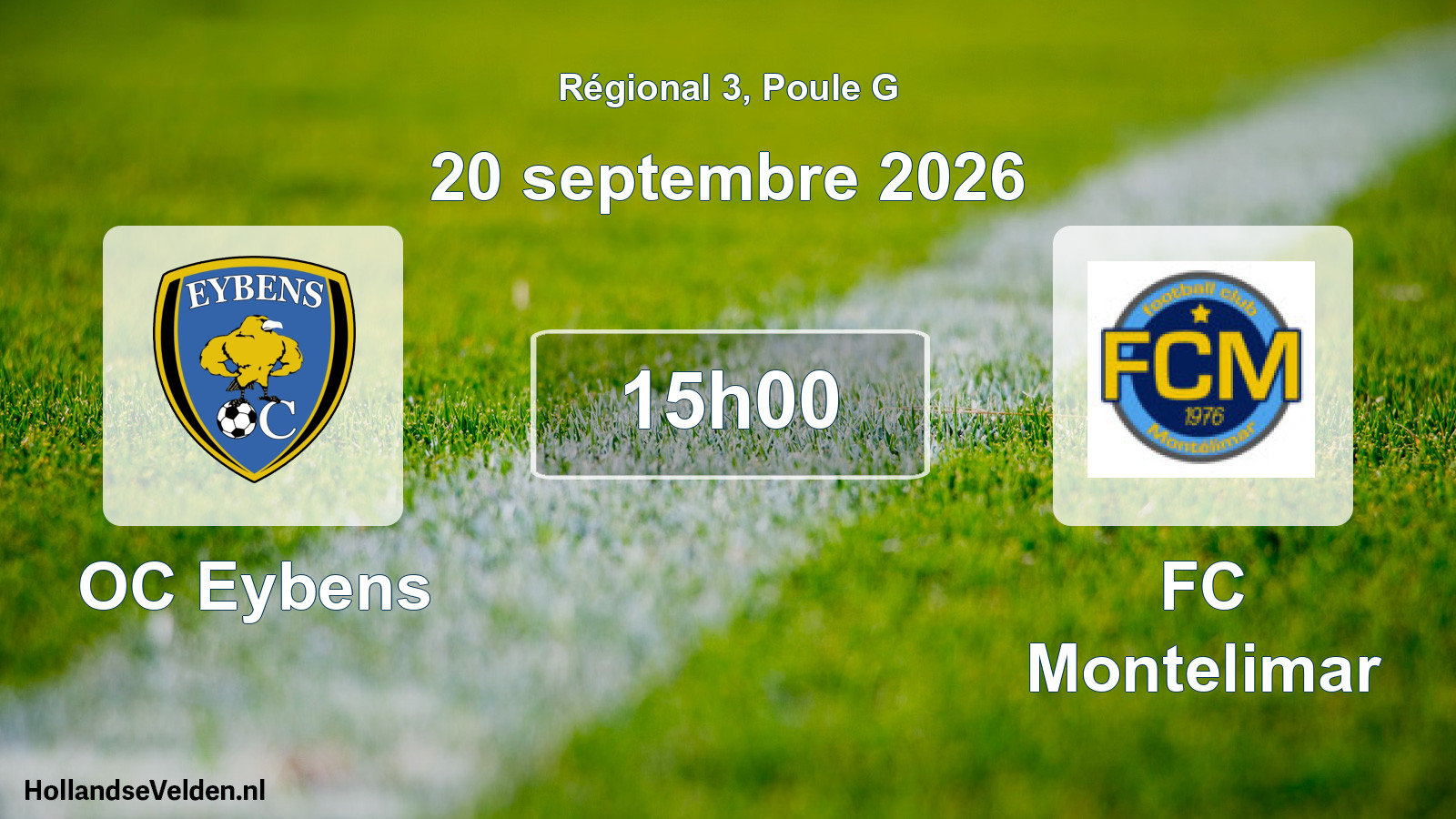 Match programmé: OC Eybens - FC Montelimar (20 septembre 2026)