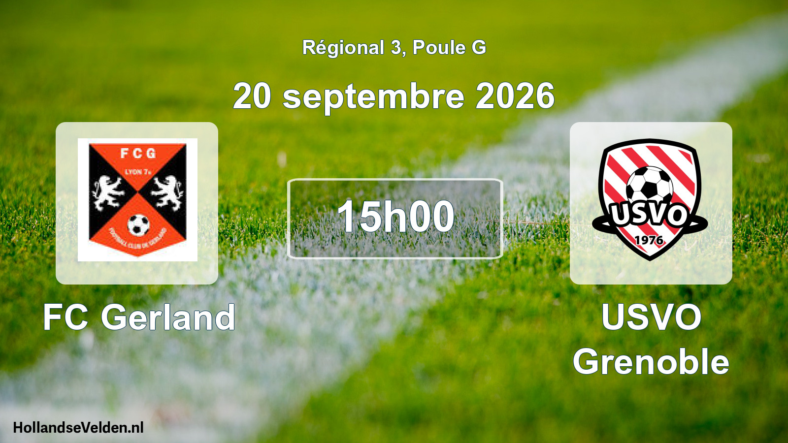 Match programmé: FC Gerland - USVO Grenoble (20 septembre 2026)