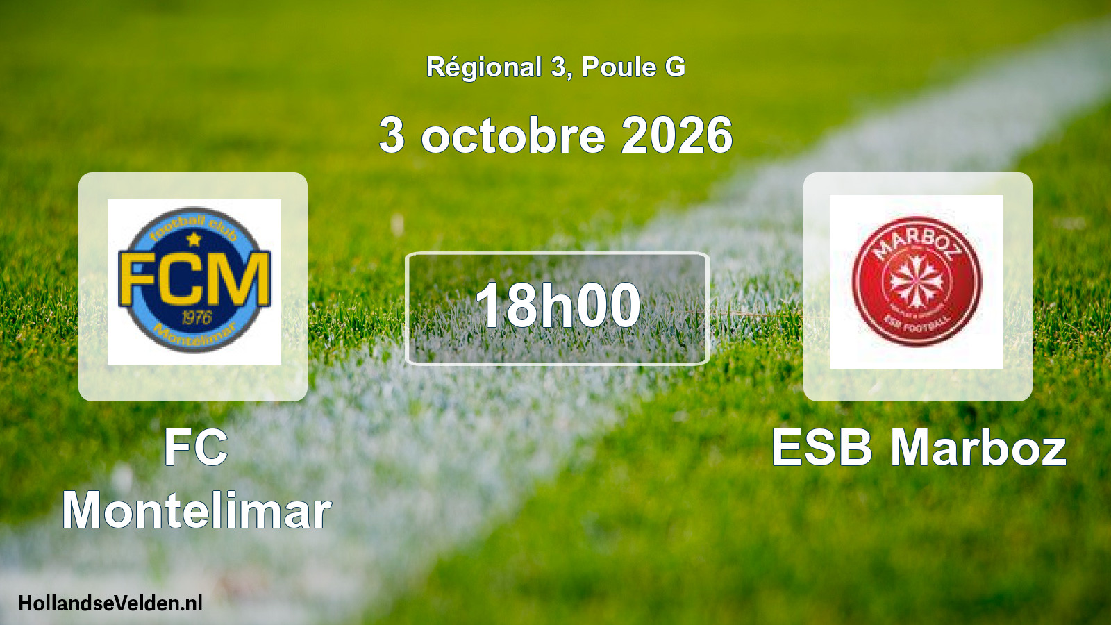 Match programmé: FC Montelimar - ESB Marboz (3 octobre 2026)