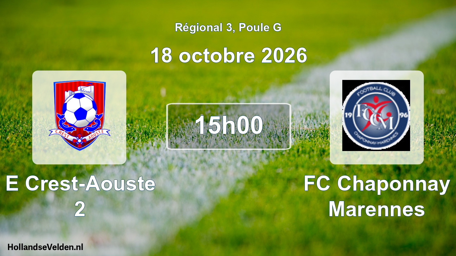Match programmé: E Crest-Aouste 2 - FC Chaponnay Marennes (18 octobre 2026)