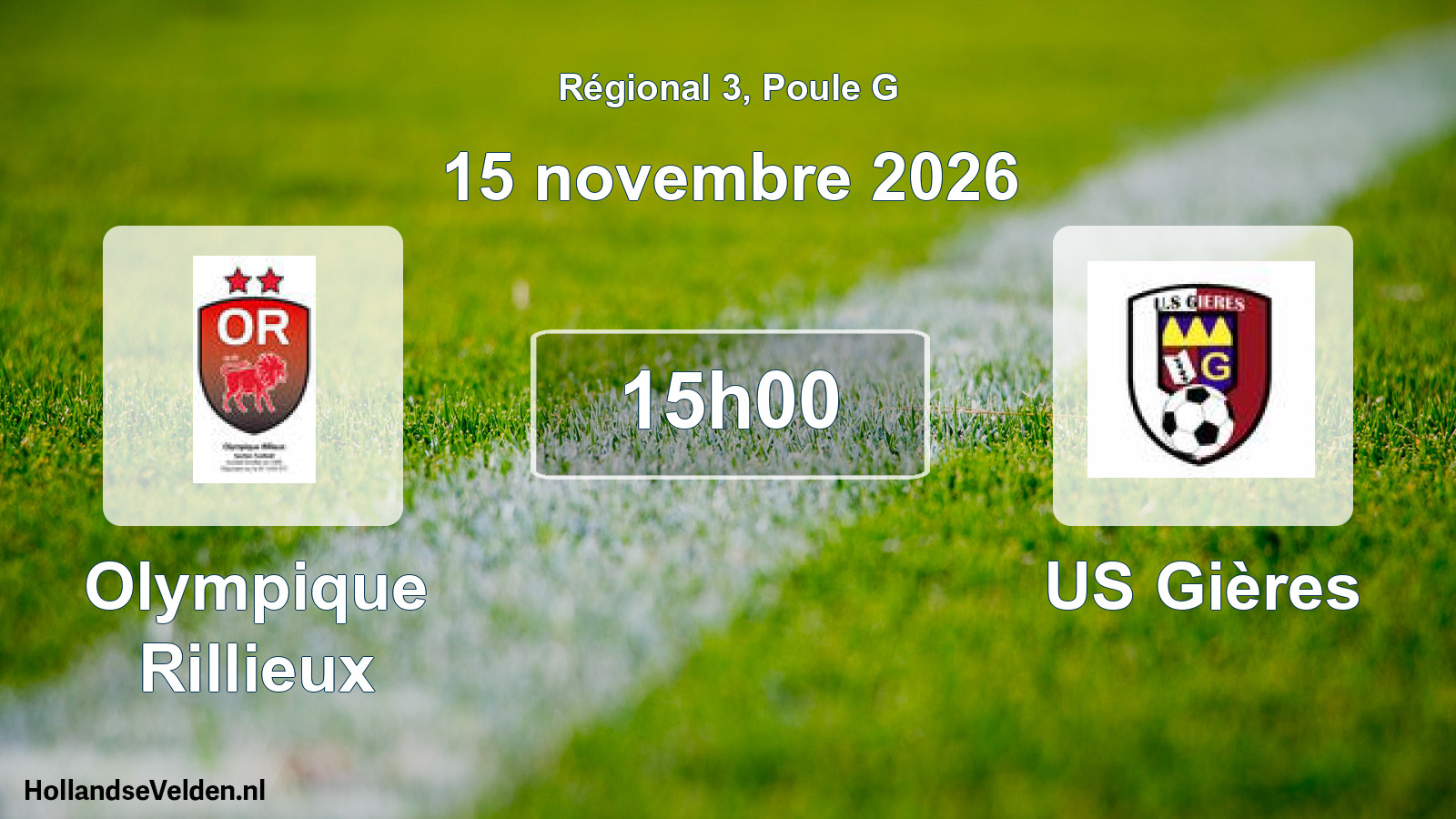 Match programmé: Olympique Rillieux - US Gières (15 novembre 2026)