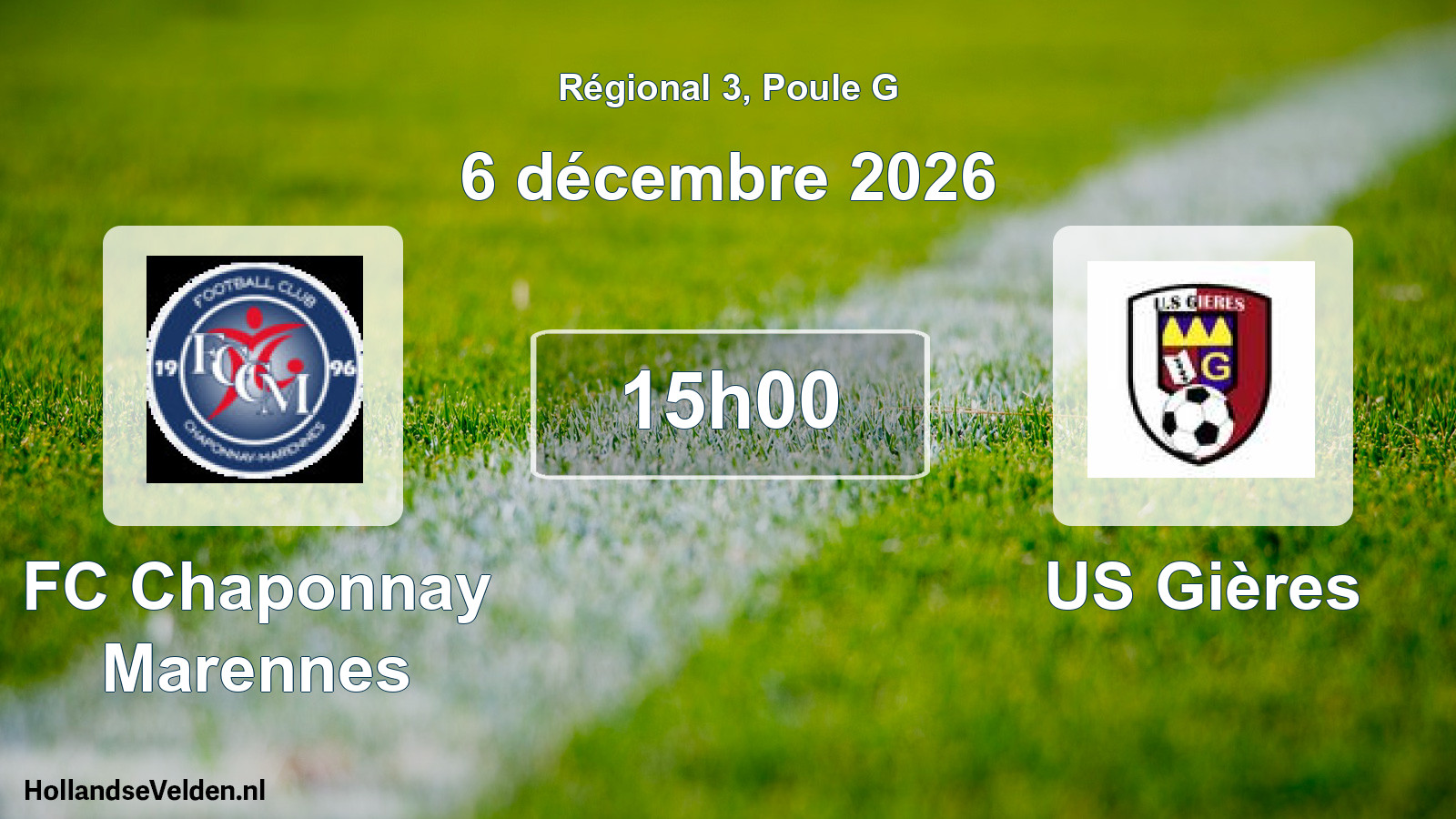 Match programmé: FC Chaponnay Marennes - US Gières (6 décembre 2026)