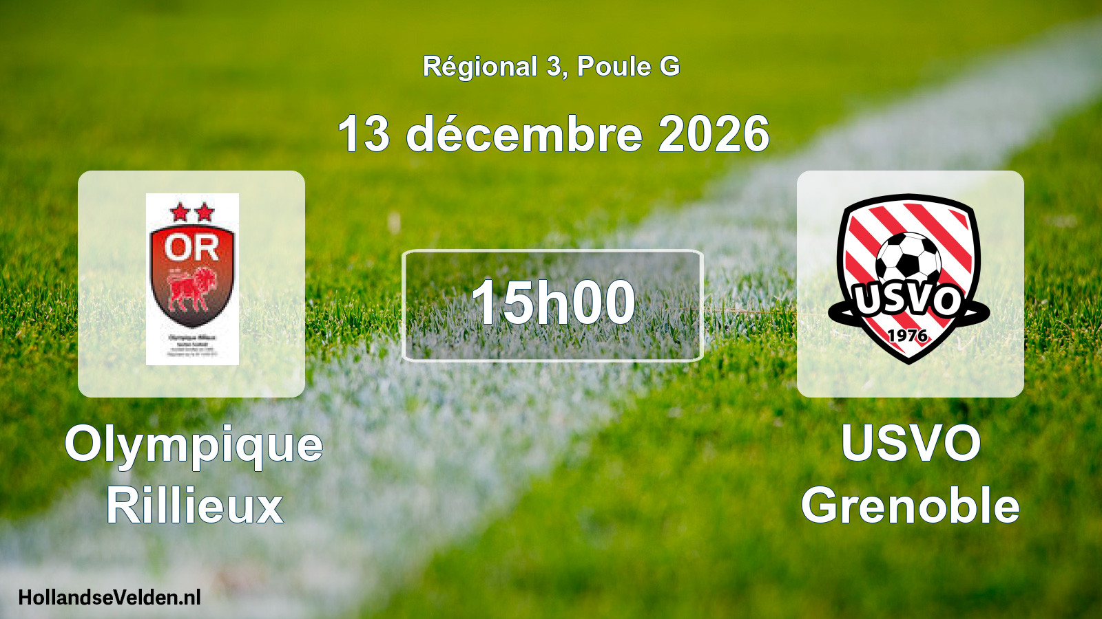 Match programmé: Olympique Rillieux - USVO Grenoble (13 décembre 2026)