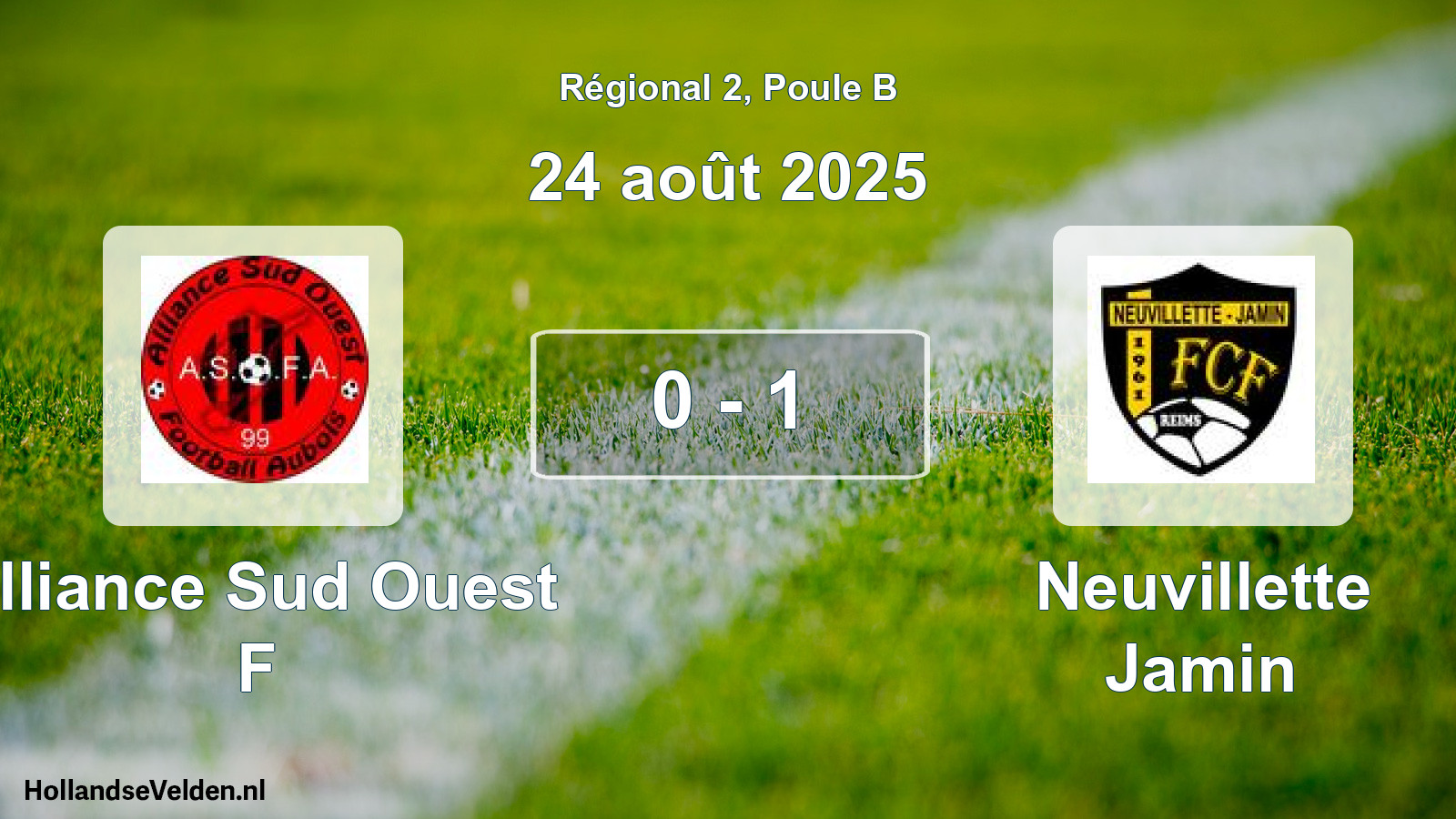 Gespeelde wedstrijd: Alliance Sud Ouest F - Neuvillette Jamin 0 - 1 (24 août 2025)