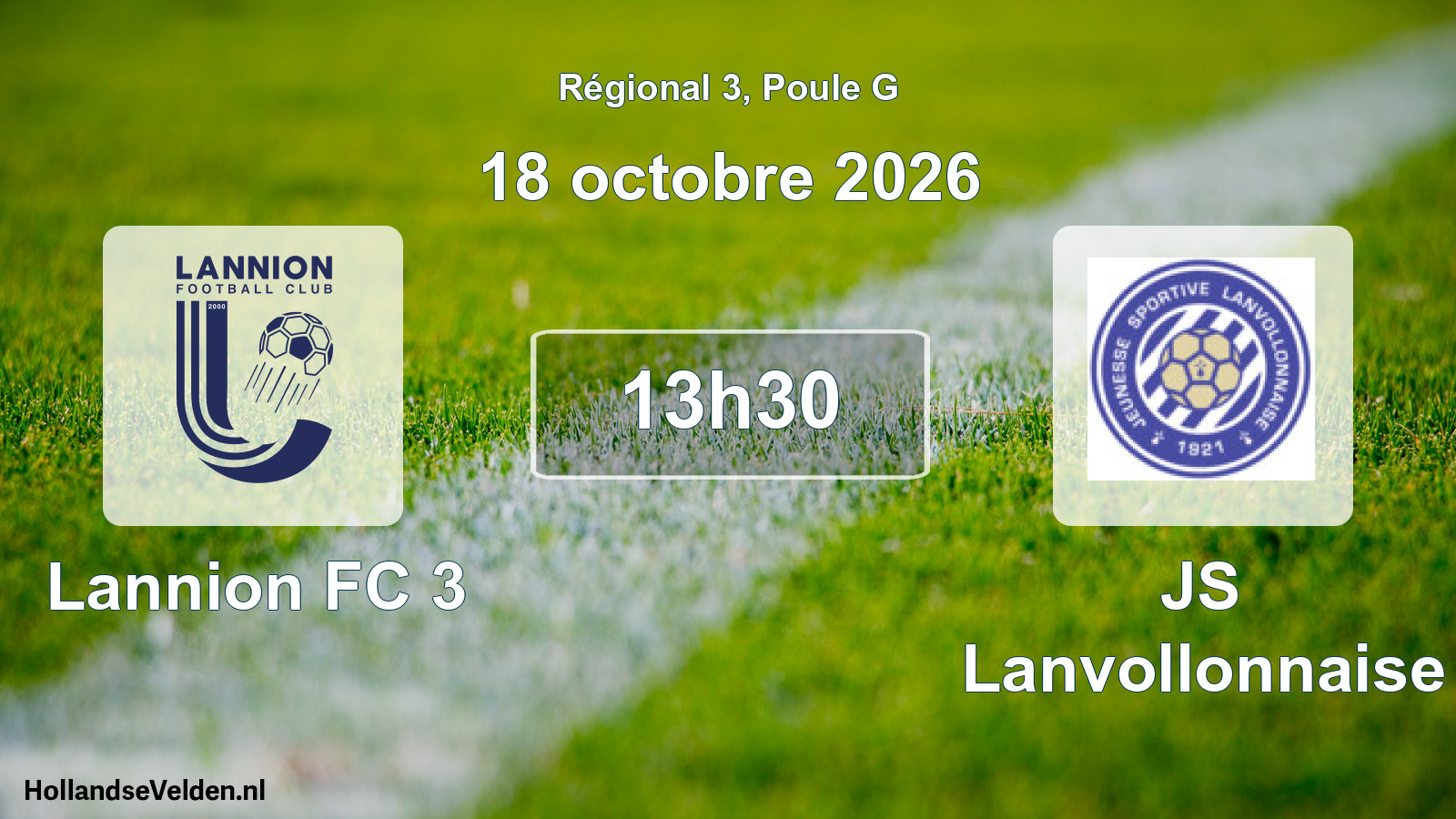 Match programmé: Lannion FC 3 - JS Lanvollonnaise (18 octobre 2026)
