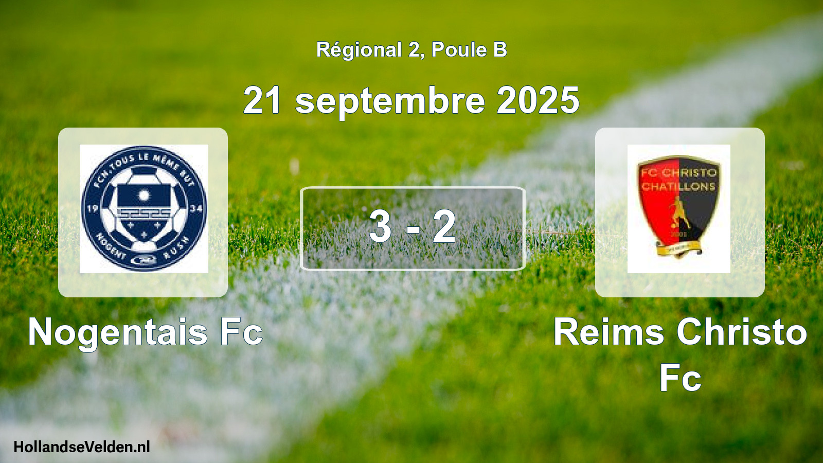 Gespeelde wedstrijd: Nogentais Fc - Reims Christo Fc 3 - 2 (21 septembre 2025)