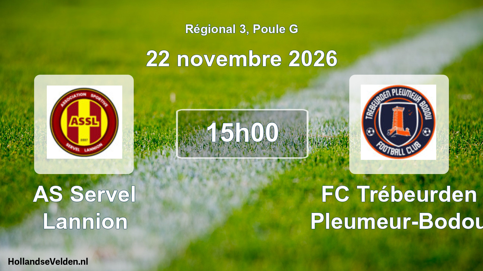 Match programmé: AS Servel Lannion - FC Trébeurden Pleumeur-Bodou (22 novembre 2026)