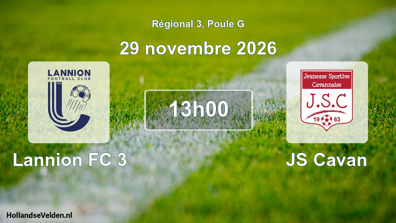 Match programmé: Lannion FC 3 - JS Cavan (29 novembre 2026)