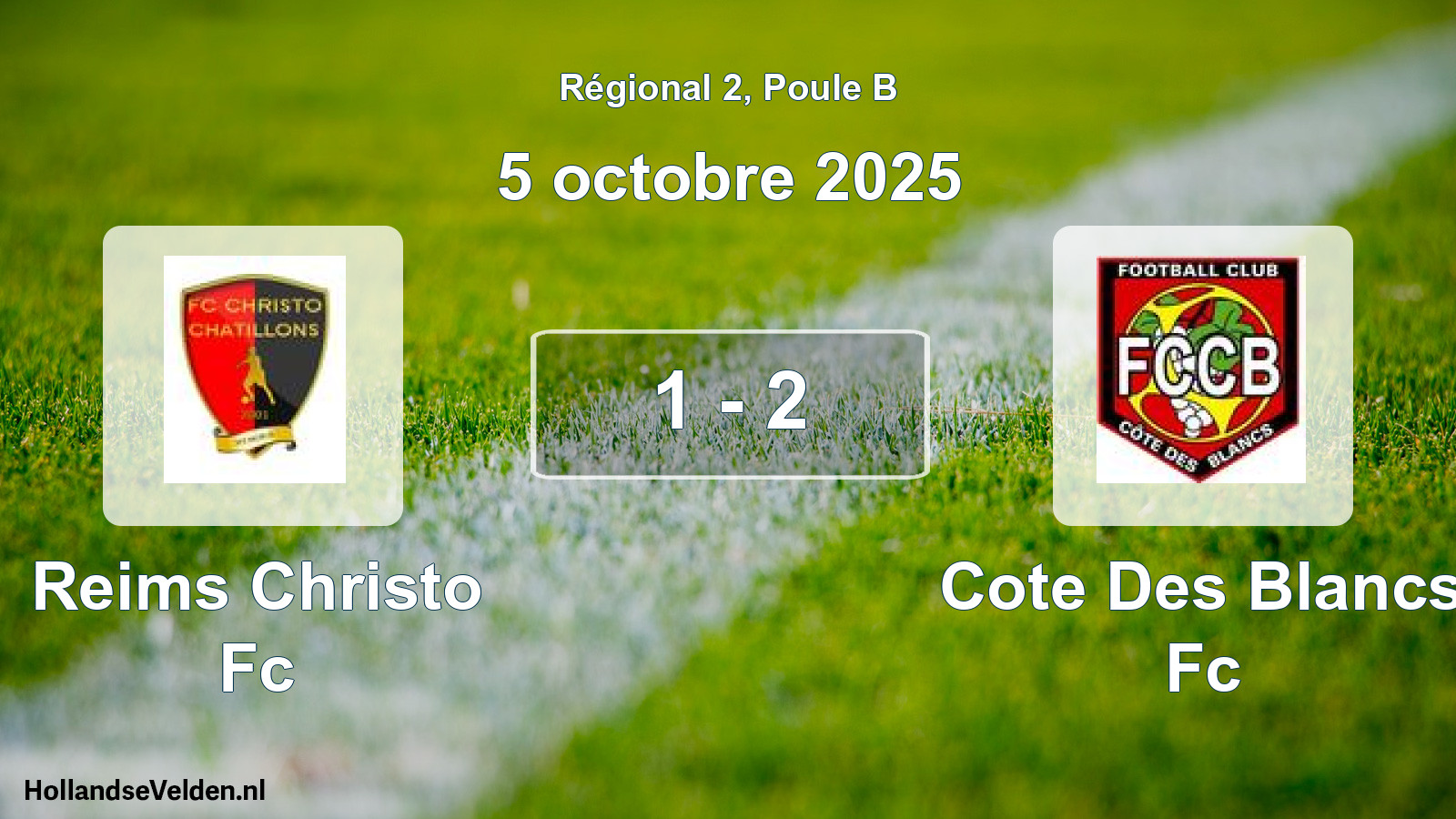 Gespeelde wedstrijd: Reims Christo Fc - Cote Des Blancs Fc 1 - 2 (5 octobre 2025)