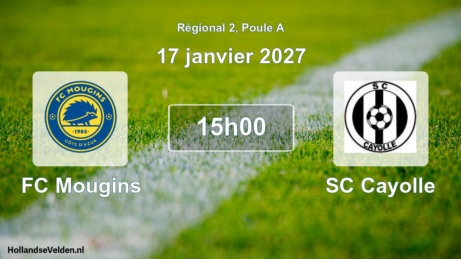 Match programmé: FC Mougins - SC Cayolle (17 janvier 2027)