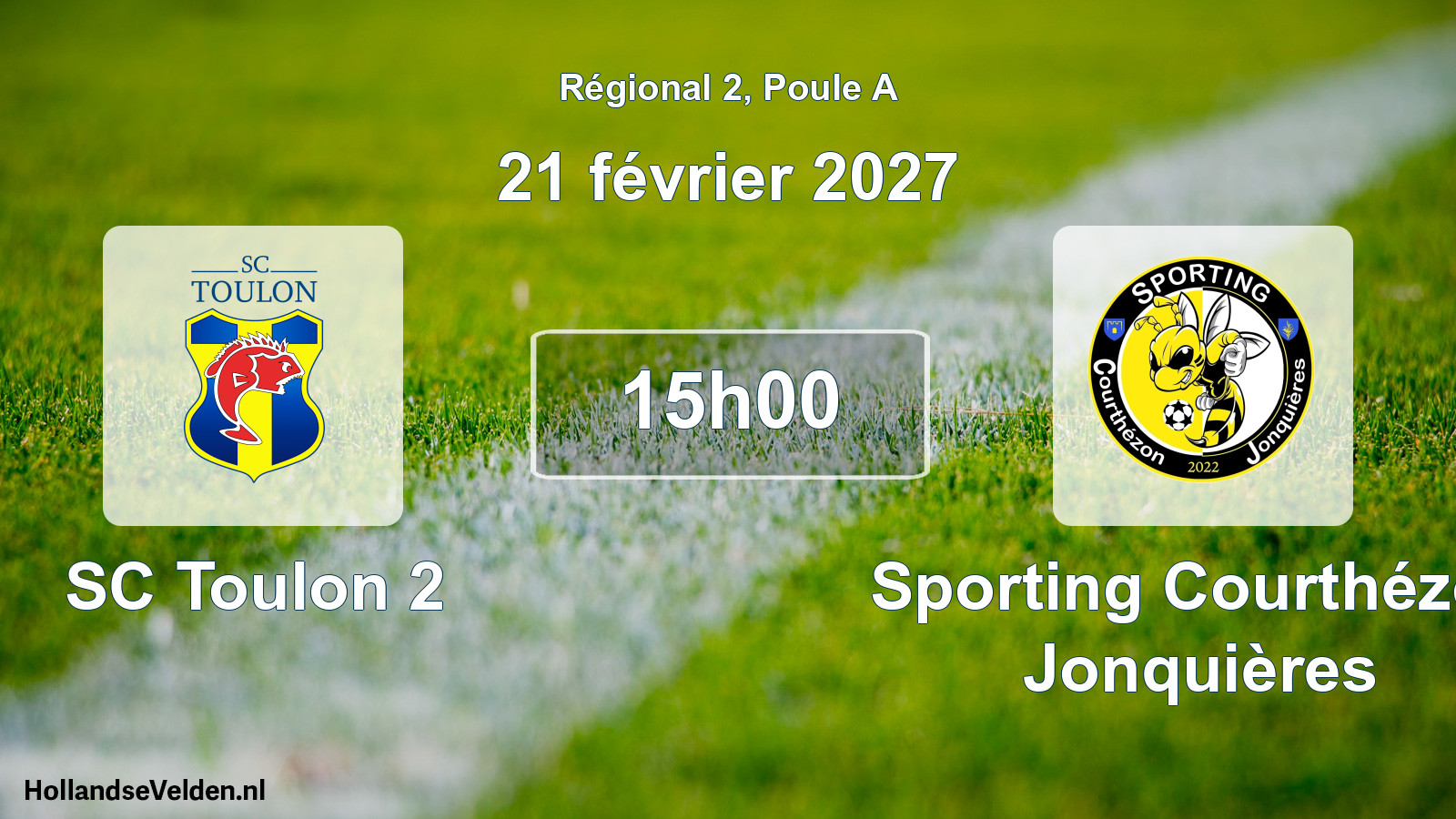 Match programmé: SC Toulon 2 - Sporting Courthézon Jonquières (21 février 2027)