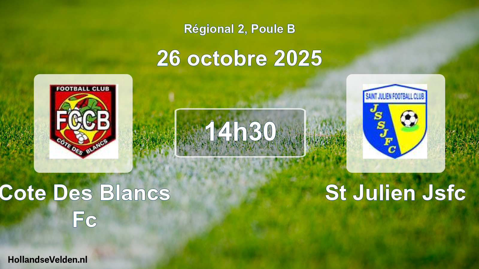 Geplande wedstrijd: Cote Des Blancs Fc - St Julien Jsfc (26 octobre 2025)
