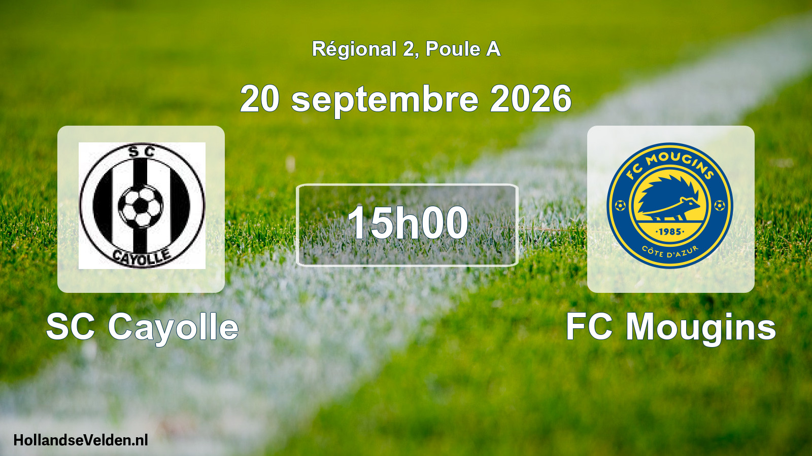 Match programmé: SC Cayolle - FC Mougins (20 septembre 2026)