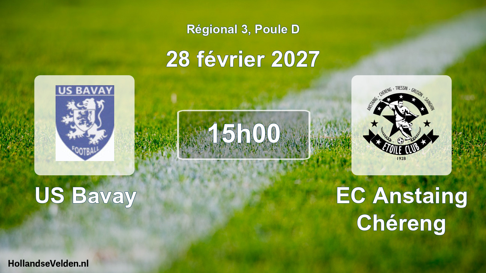 Match programmé: US Bavay - EC Anstaing Chéreng (28 février 2027)
