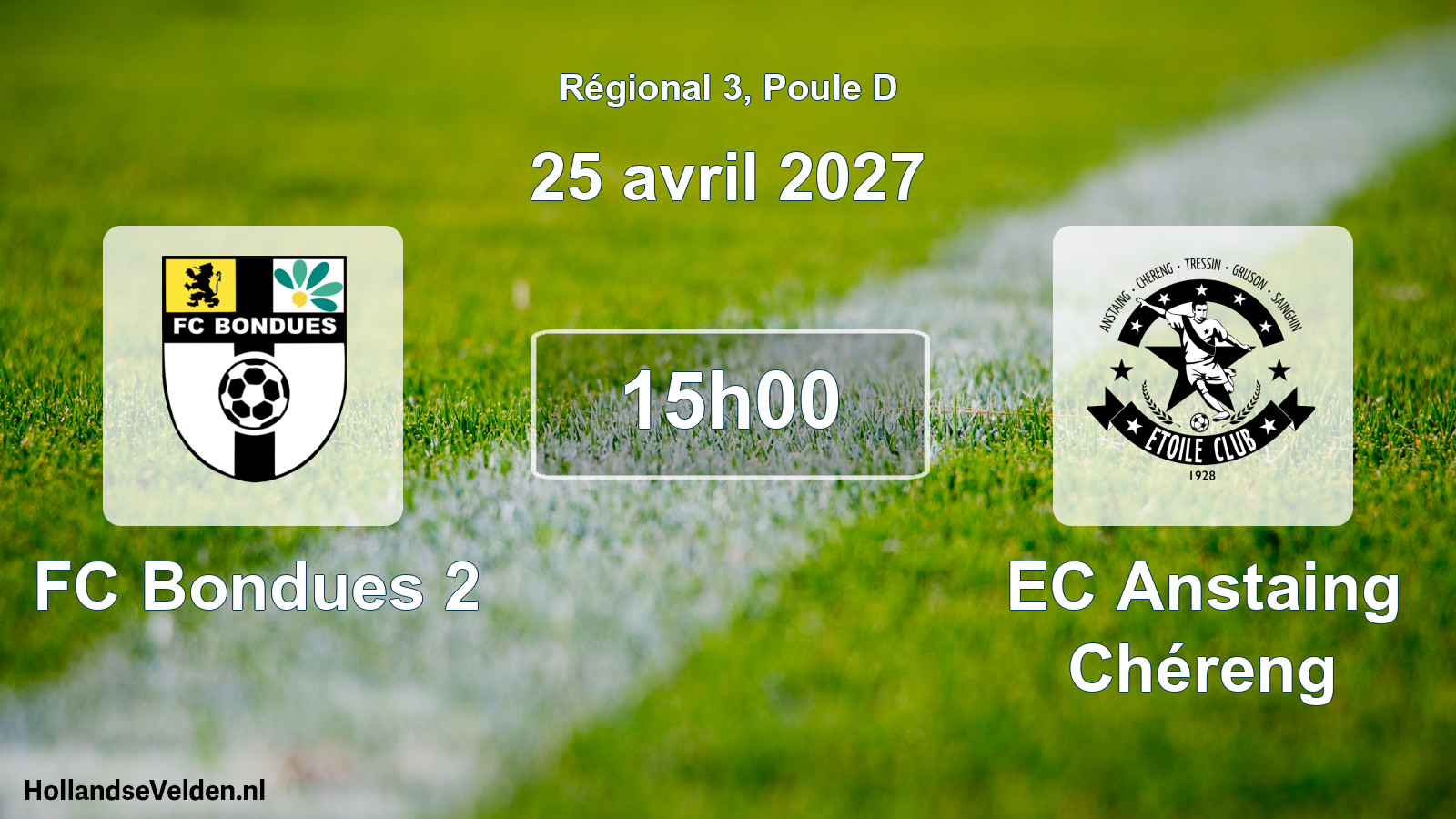 Geplande wedstrijd: FC Bondues 2 - EC Anstaing Chéreng (25 april 2027)