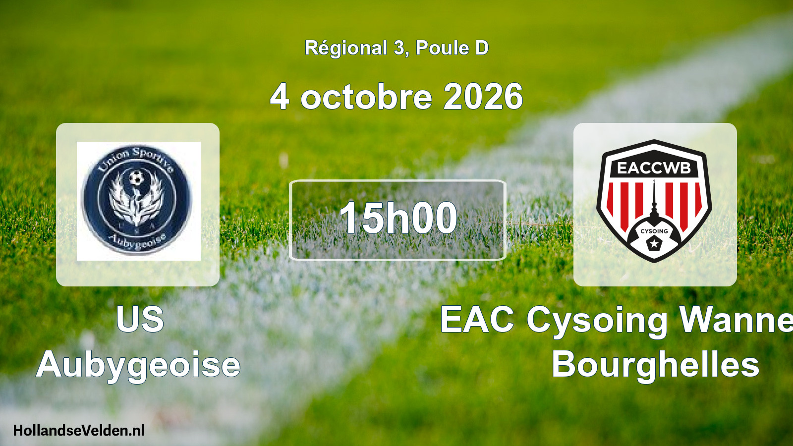 Scheduled Match: US Aubygeoise - EAC Cysoing Wannehain Bourghelles (4 October 2026)