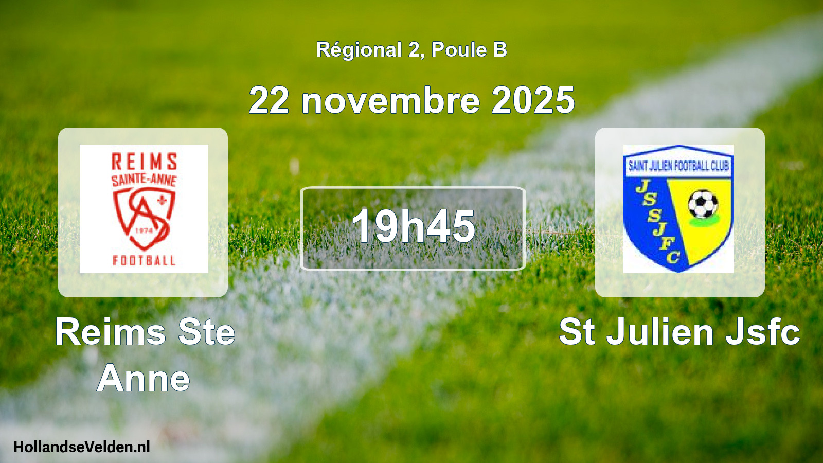 Geplande wedstrijd: Reims Ste Anne - St Julien Jsfc (22 november 2025)