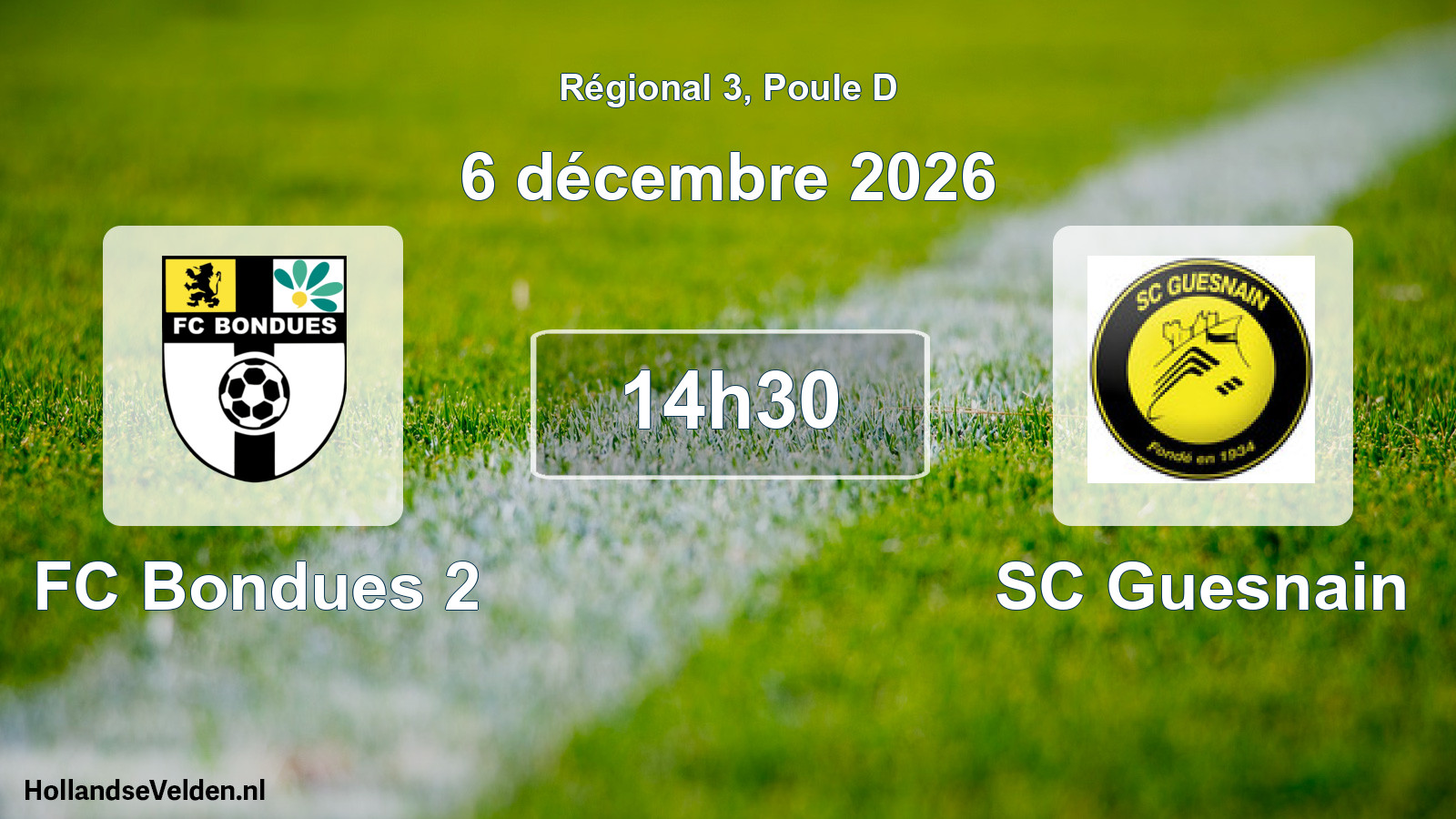 Scheduled Match: FC Bondues 2 - SC Guesnain (6 December 2026)