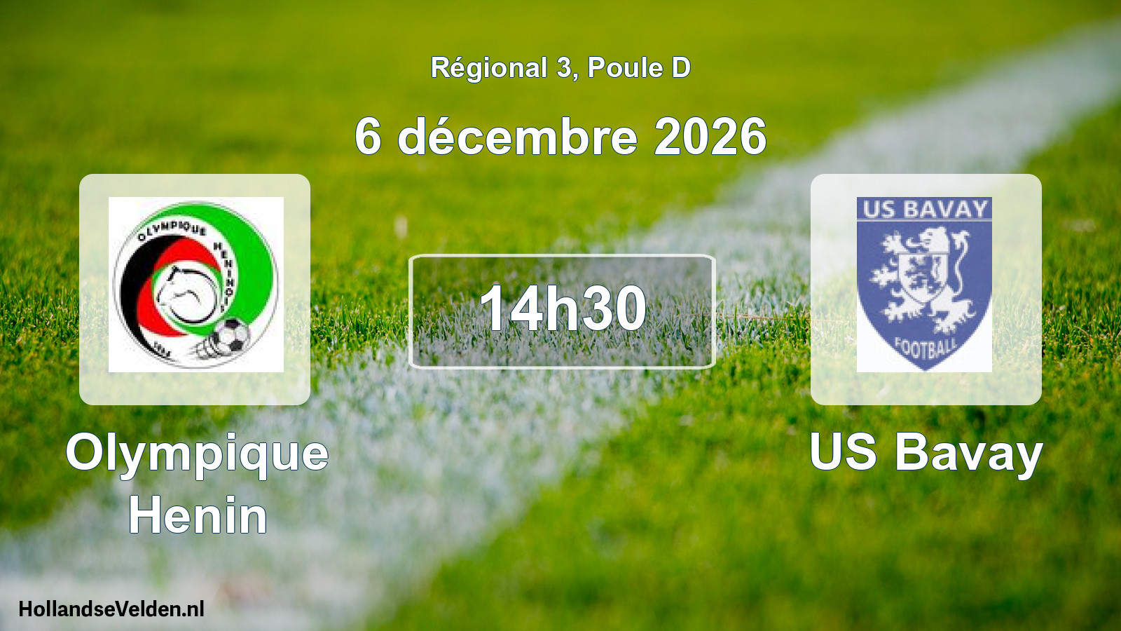 Geplande wedstrijd: Olympique Henin - US Bavay (6 december 2026)