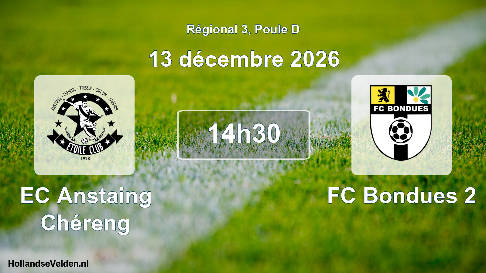 Scheduled Match: EC Anstaing Chéreng - FC Bondues 2 (13 December 2026)