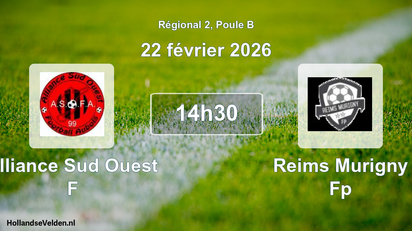 Geplande wedstrijd: Alliance Sud Ouest F - Reims Murigny Fp (22 février 2026)