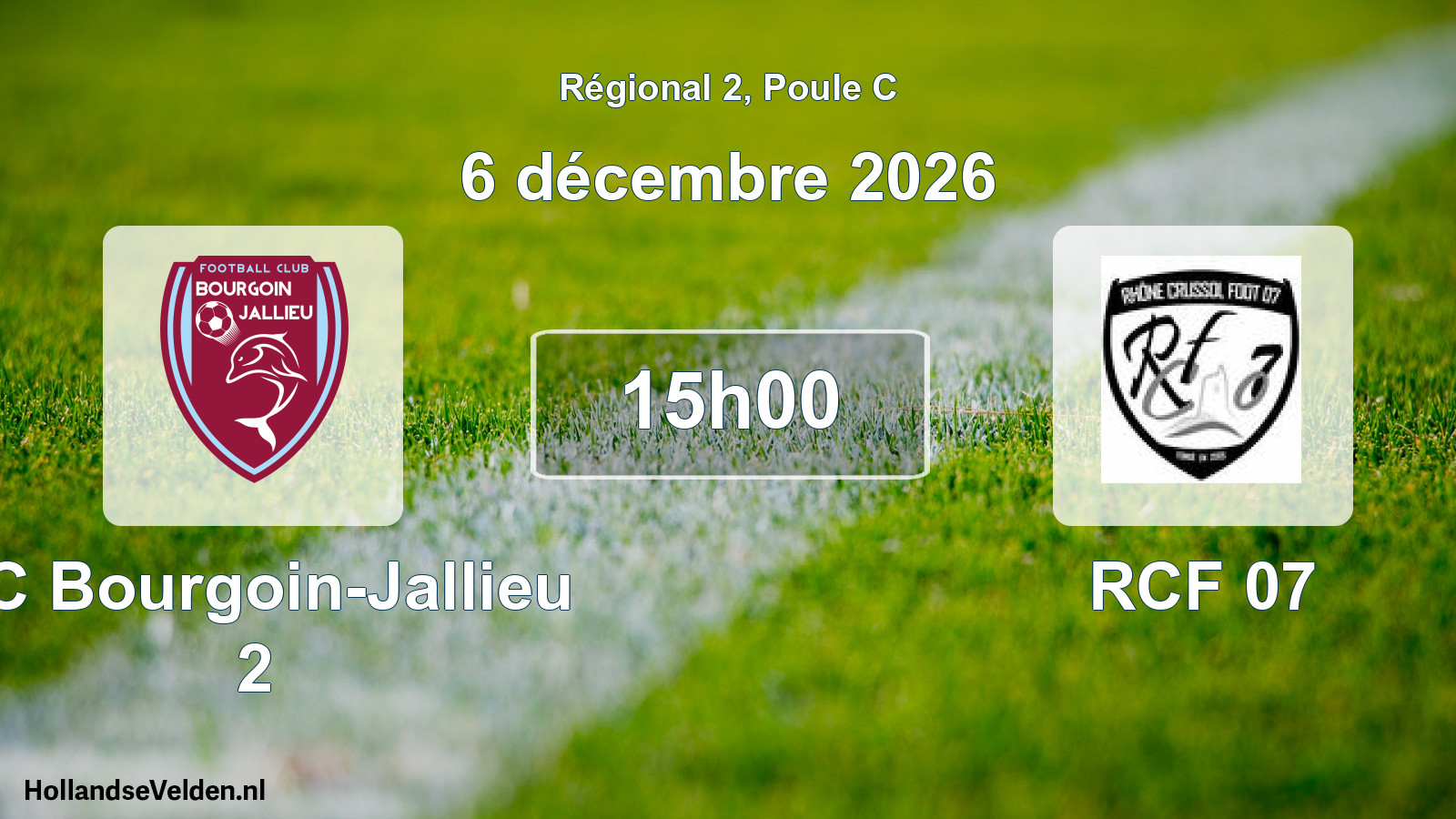 Match programmé: FC Bourgoin-Jallieu 2 - RCF 07 (6 décembre 2026)