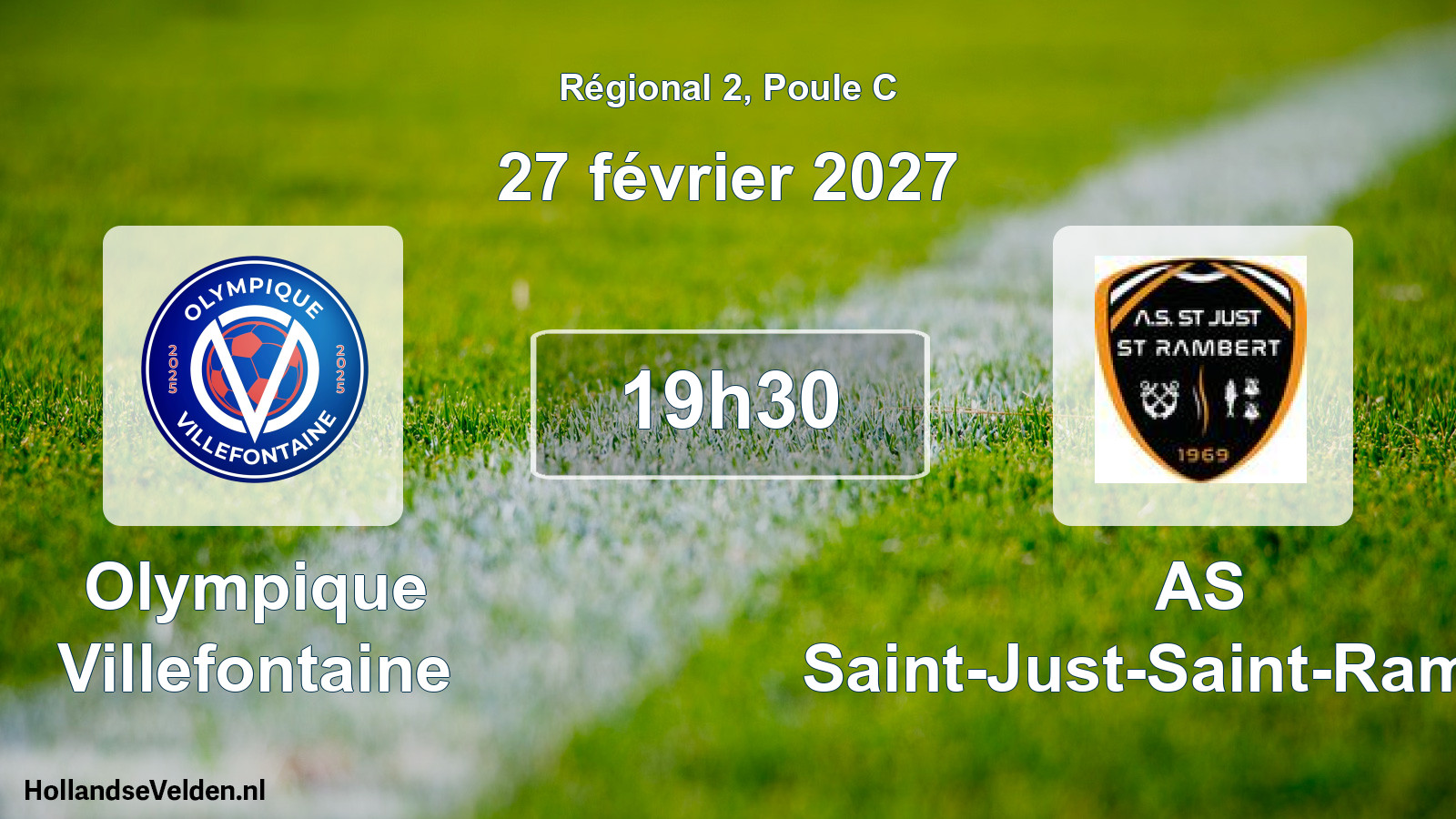 Match programmé: Olympique Villefontaine - AS Saint-Just-Saint-Rambert (27 février 2027)
