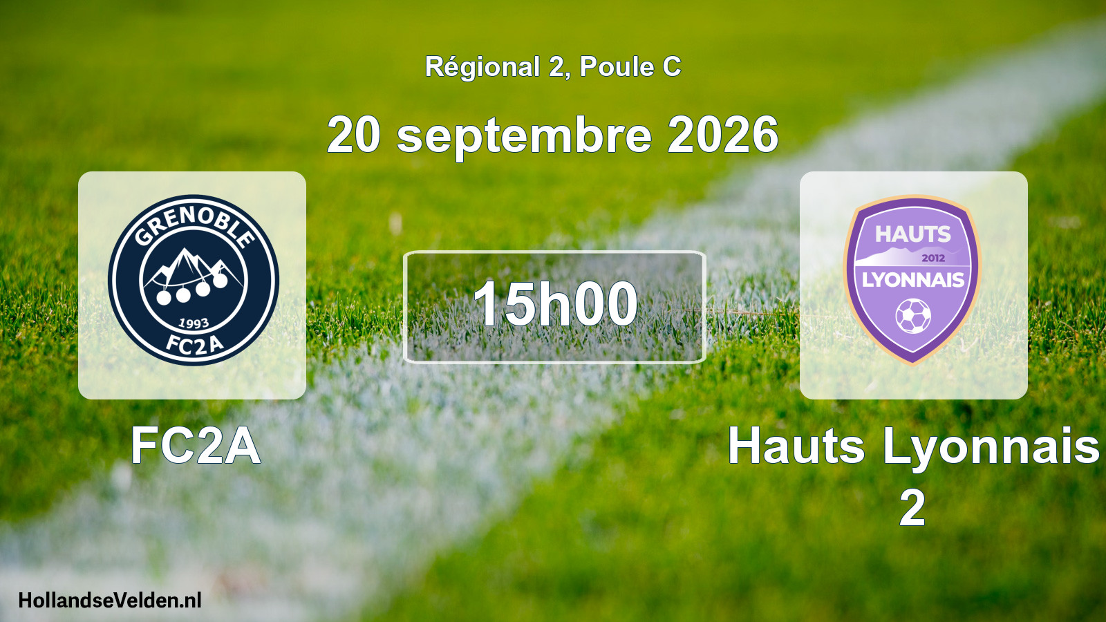 Match programmé: FC2A - Hauts Lyonnais 2 (20 septembre 2026)